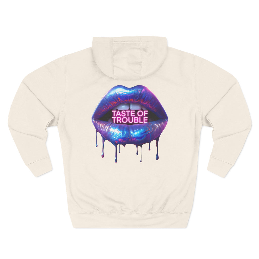 Taste of Trouble Hoodie - Trendy Three-Panel Fleece Pullover, Stylish Gift for Fashion Lovers, Cozy Casual Wear