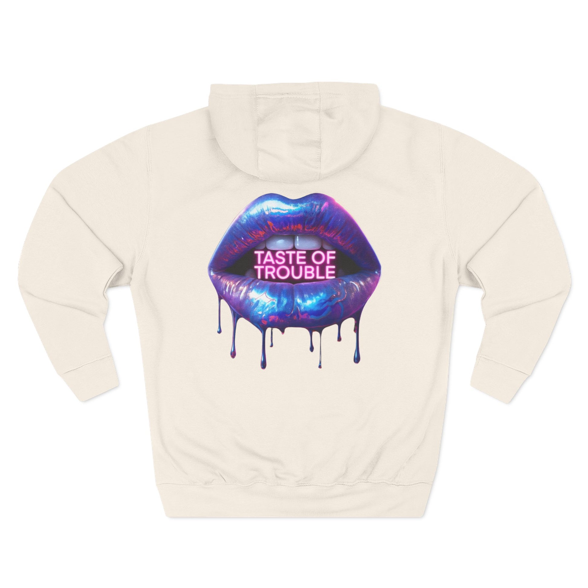 Taste of Trouble Hoodie - Trendy Three-Panel Fleece Pullover, Stylish Gift for Fashion Lovers, Cozy Casual Wear
