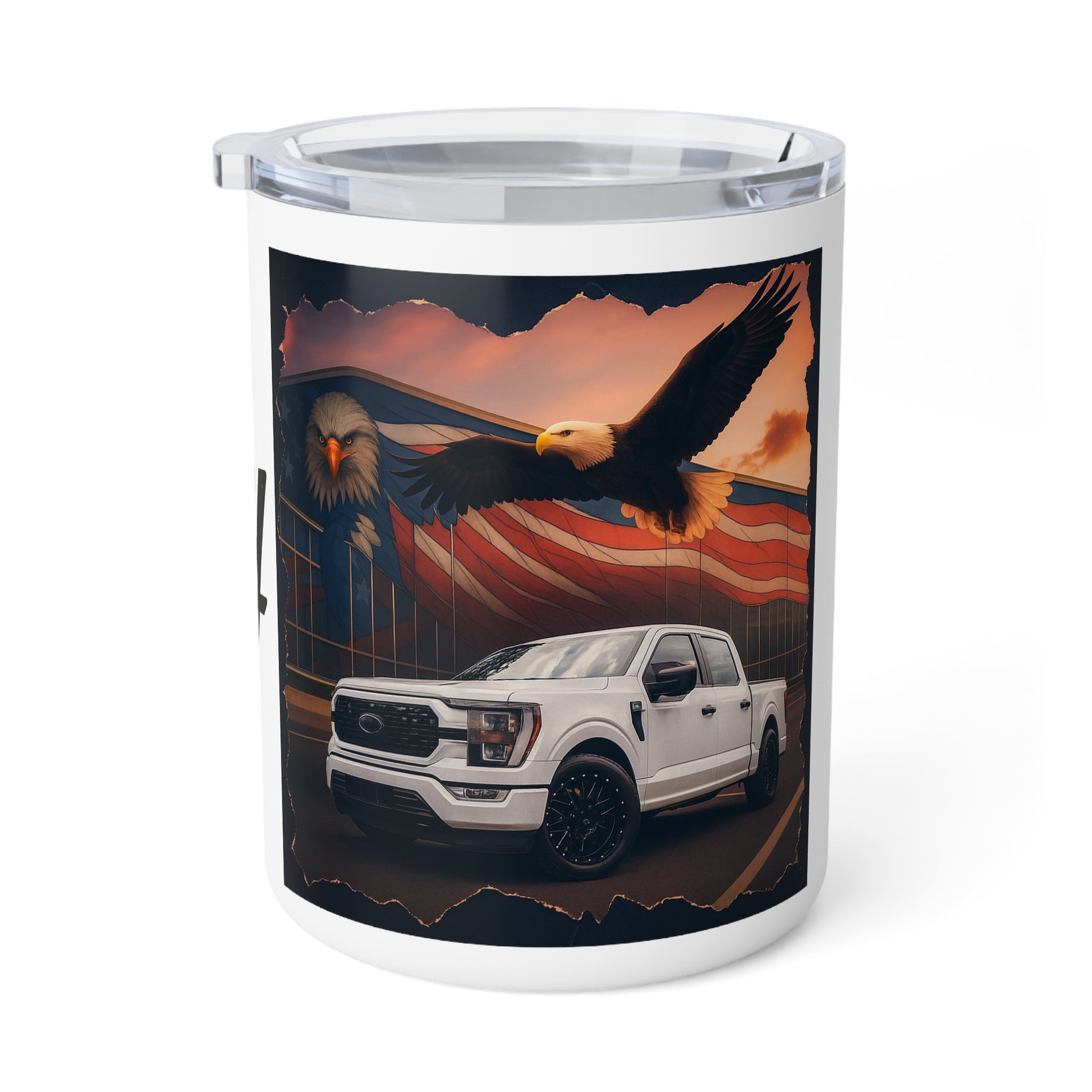 Jay’s Patriotic Truck 10oz Insulated Coffee Mug — Eagle & American Flag Design