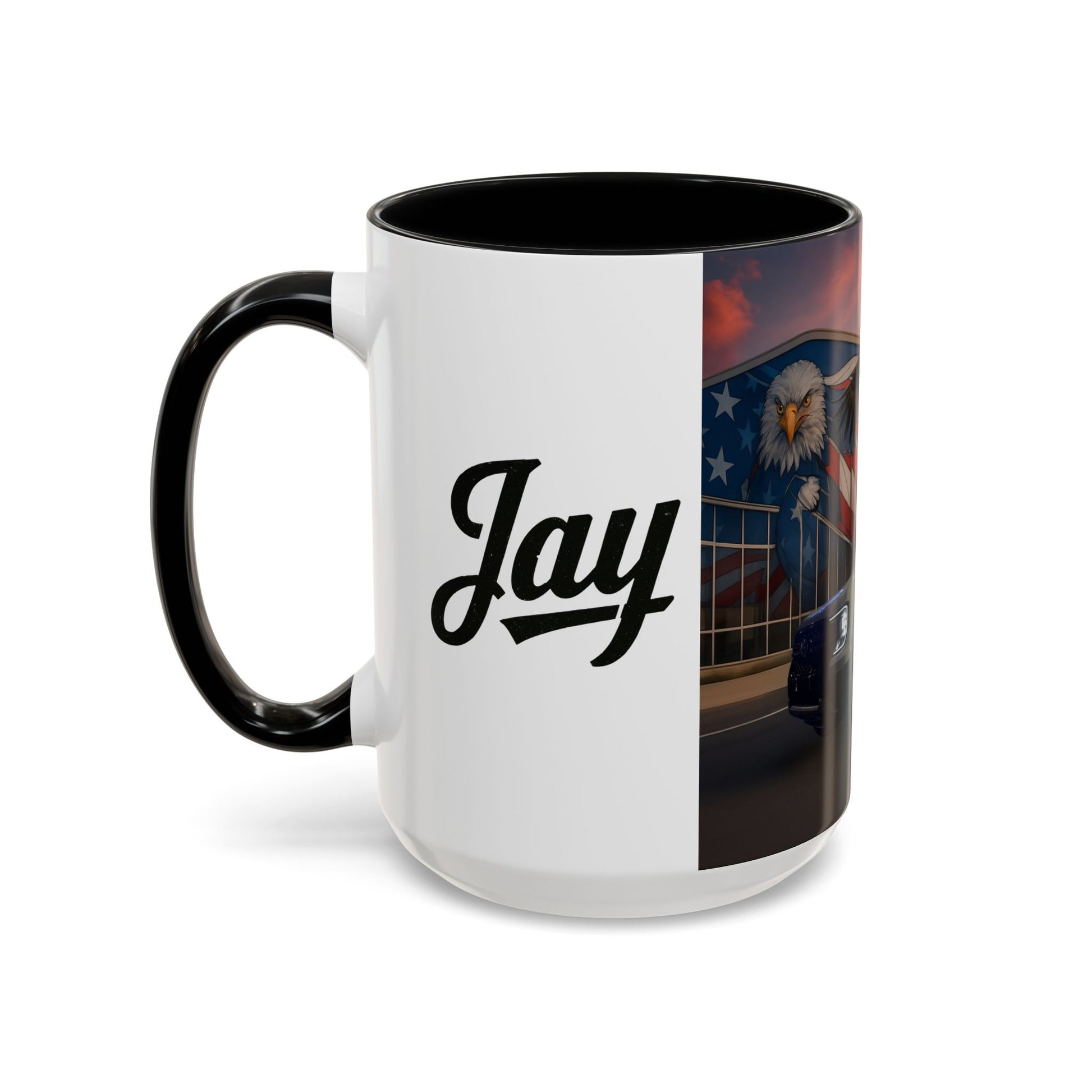 Jays Patriotic Truck Coffee Mug – Eagle & American Flag Accent Mug
