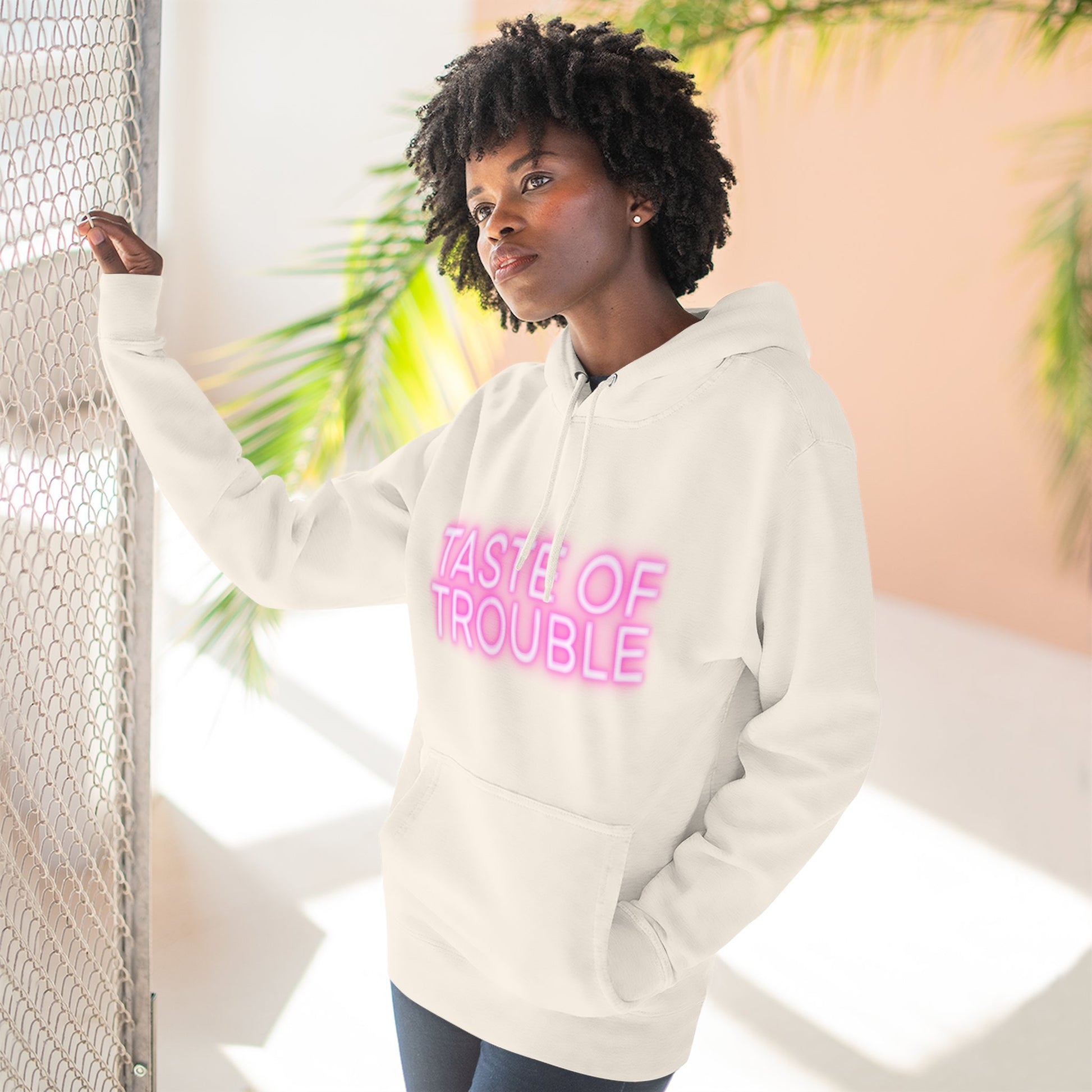 Taste of Trouble Hoodie - Trendy Three-Panel Fleece Pullover, Stylish Gift for Fashion Lovers, Cozy Casual Wear