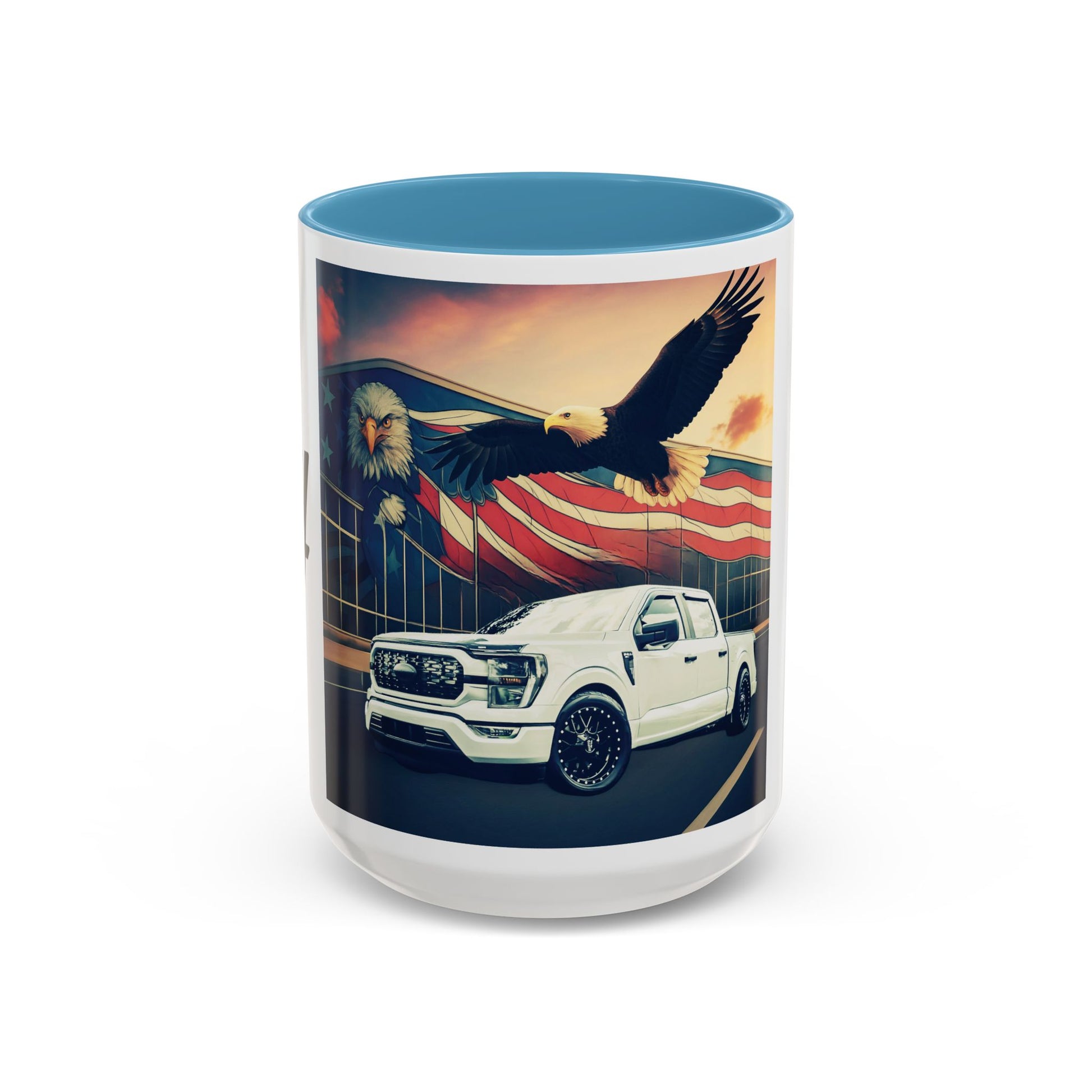 Patriotic Eagle & Jay’s Truck Accent Coffee Mug — American Flag Pride (11/15oz)
