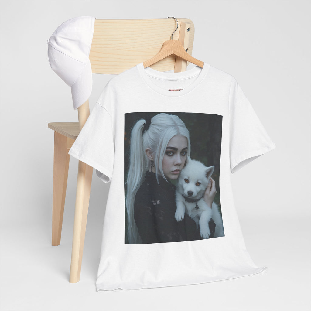 Limited Edition Autographed Vampyro Crimson Ethereal I am The Shadow the Light Fears Art Tee, Unisex Heavy Cotton Tee with Portrait Design, Ideal for Art Lovers, Casual Wear, Gifts for Occasions, Fashion Statement