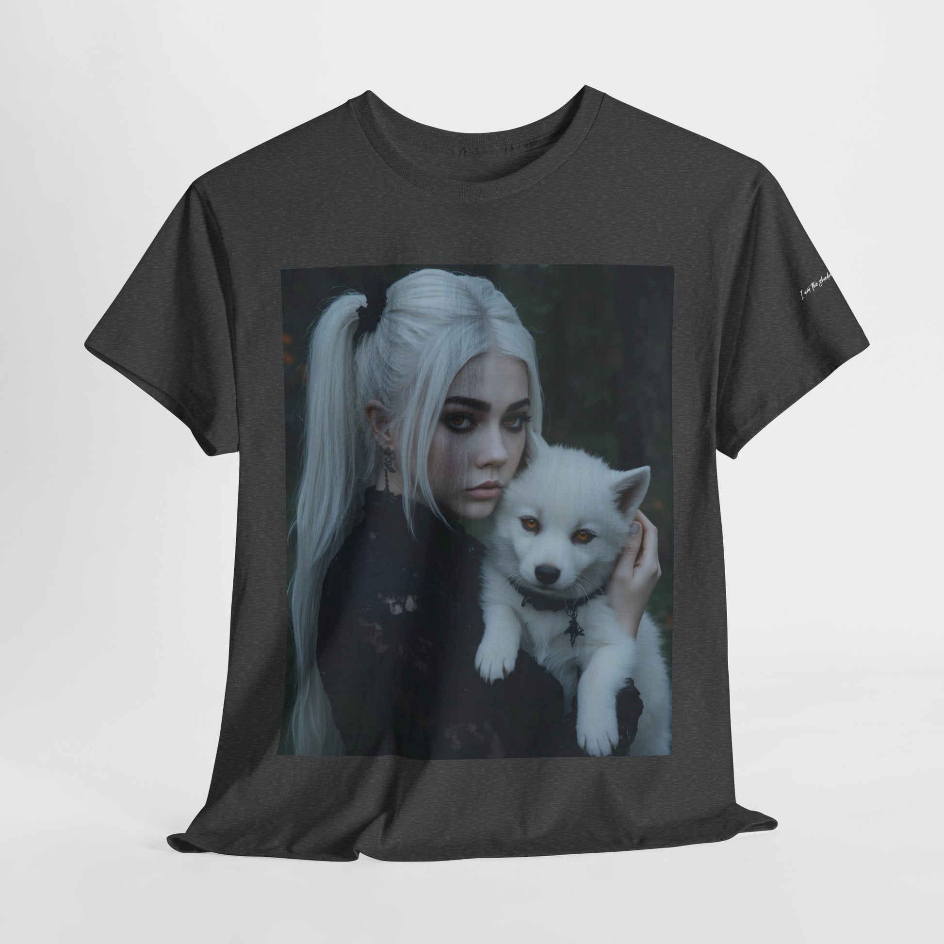 Limited Edition Autographed Vampyro Crimson Ethereal I am The Shadow the Light Fears Art Tee, Unisex Heavy Cotton Tee with Portrait Design, Ideal for Art Lovers, Casual Wear, Gifts for Occasions, Fashion Statement