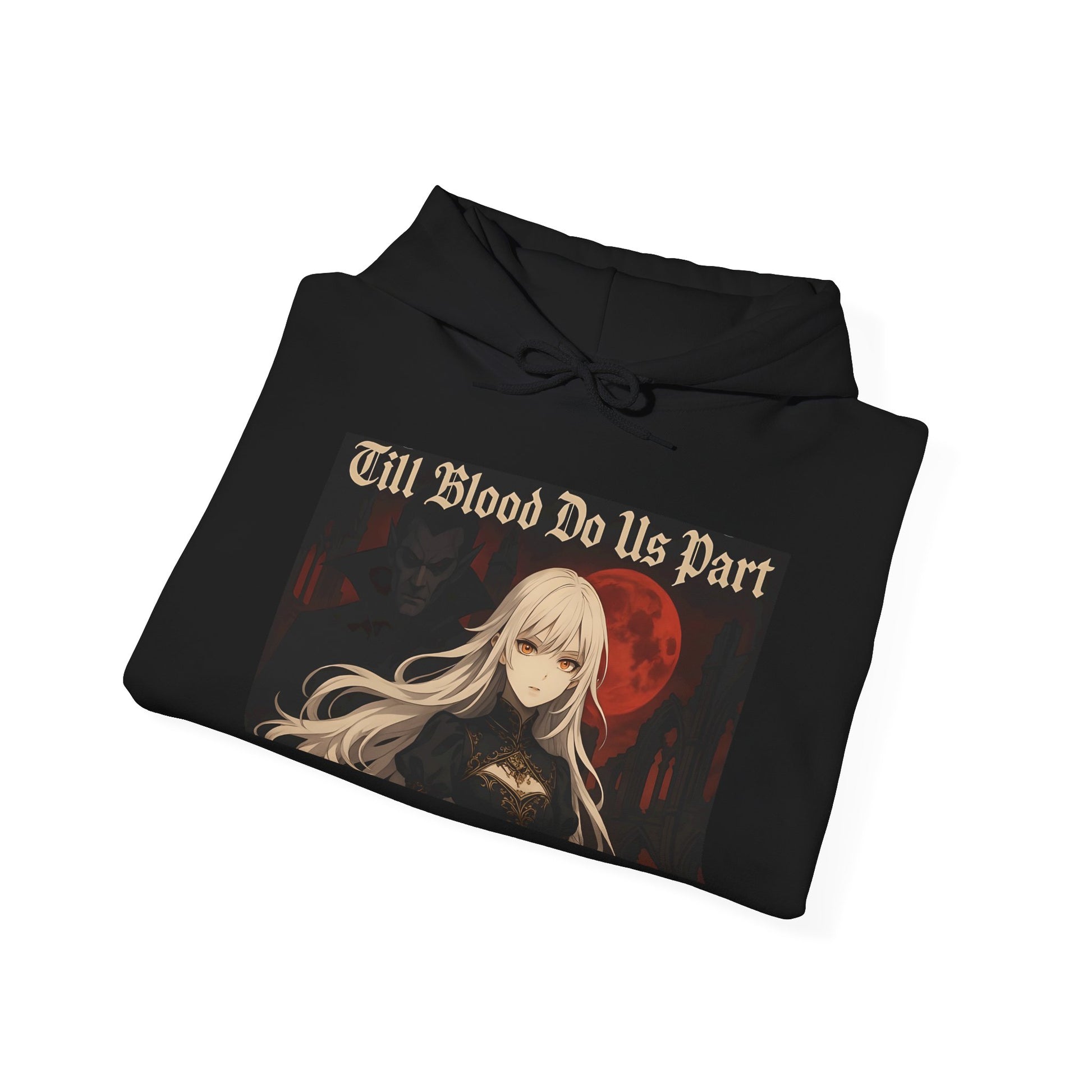 Vampyro Crimson Till Blood Do Us Part Gothic Romance Hooded Sweatshirt, Cozy Pullover, Perfect for Fall, Halloween, Alternative Fashion, Unique Gift for Fans, Graphic Sweatshirt