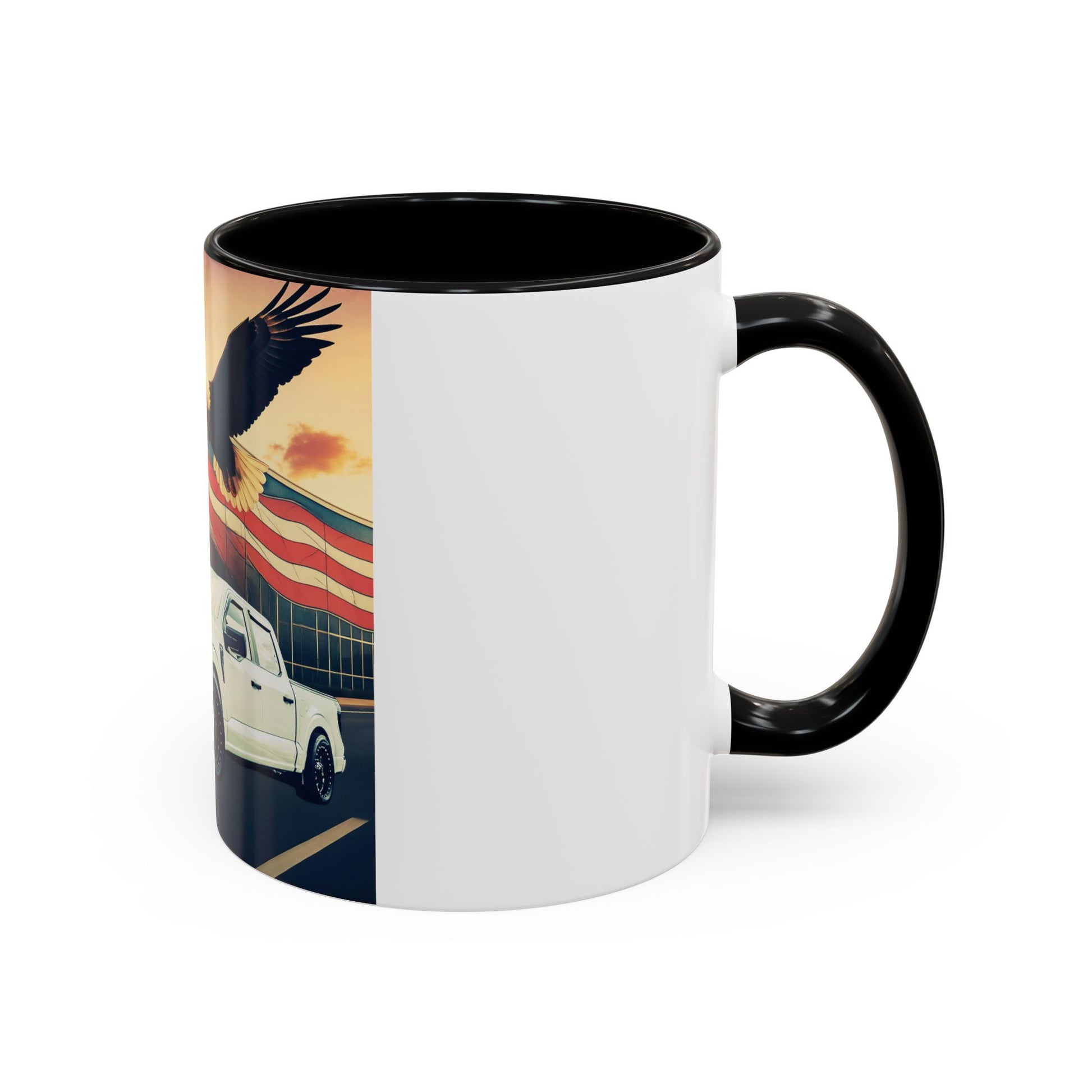 Patriotic Eagle & Jay’s Truck Accent Coffee Mug — American Flag Pride (11/15oz)