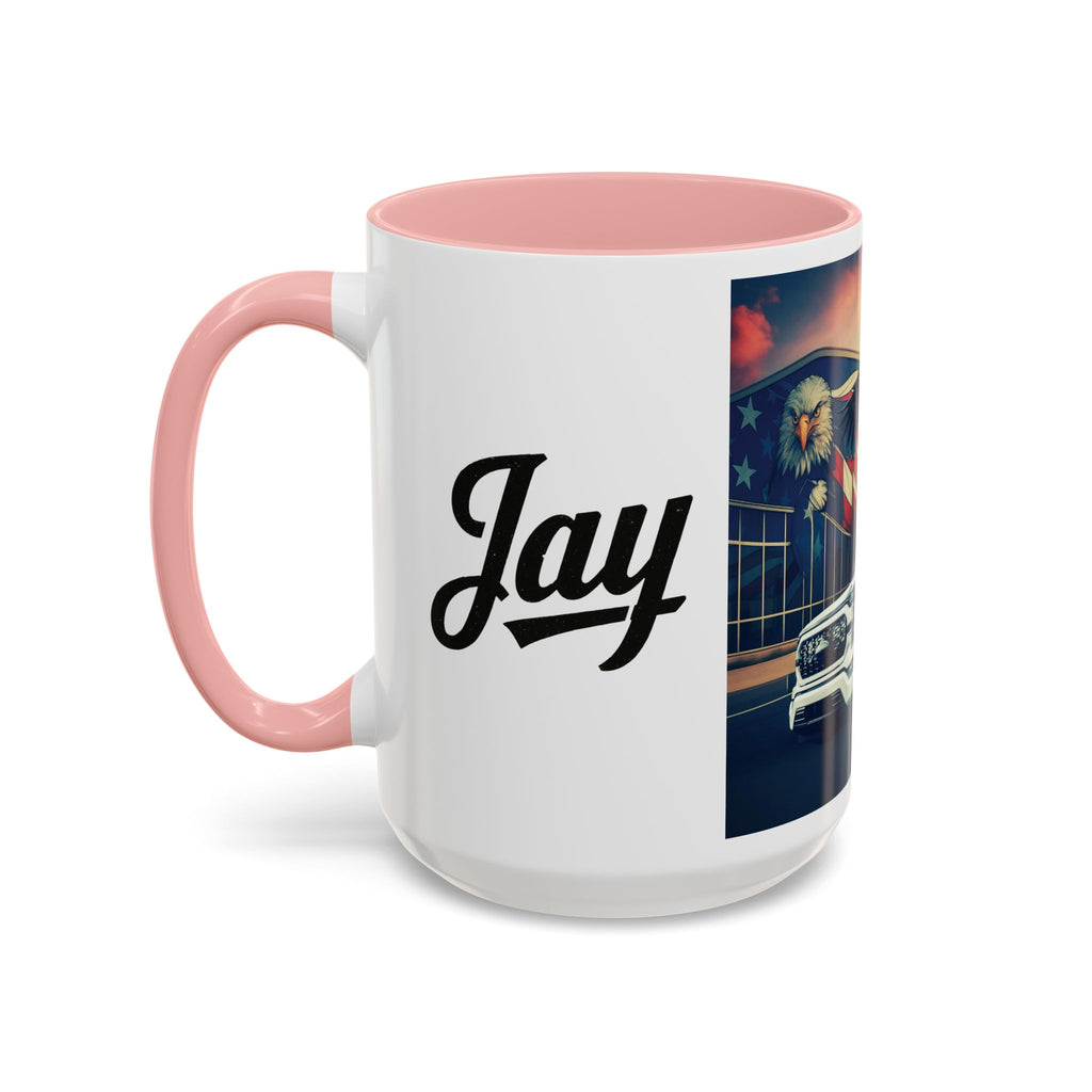 Patriotic Eagle & Jay’s Truck Accent Coffee Mug — American Flag Pride (11/15oz)