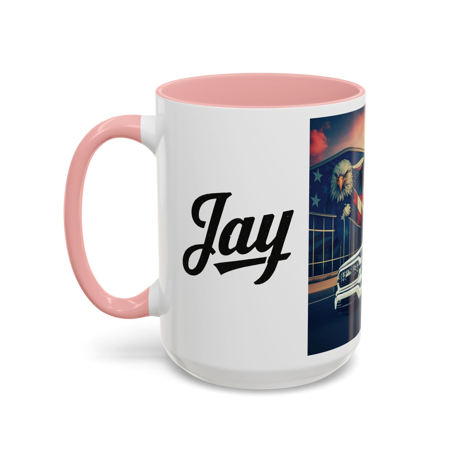 Patriotic Eagle & Jay’s Truck Accent Coffee Mug — American Flag Pride (11/15oz)