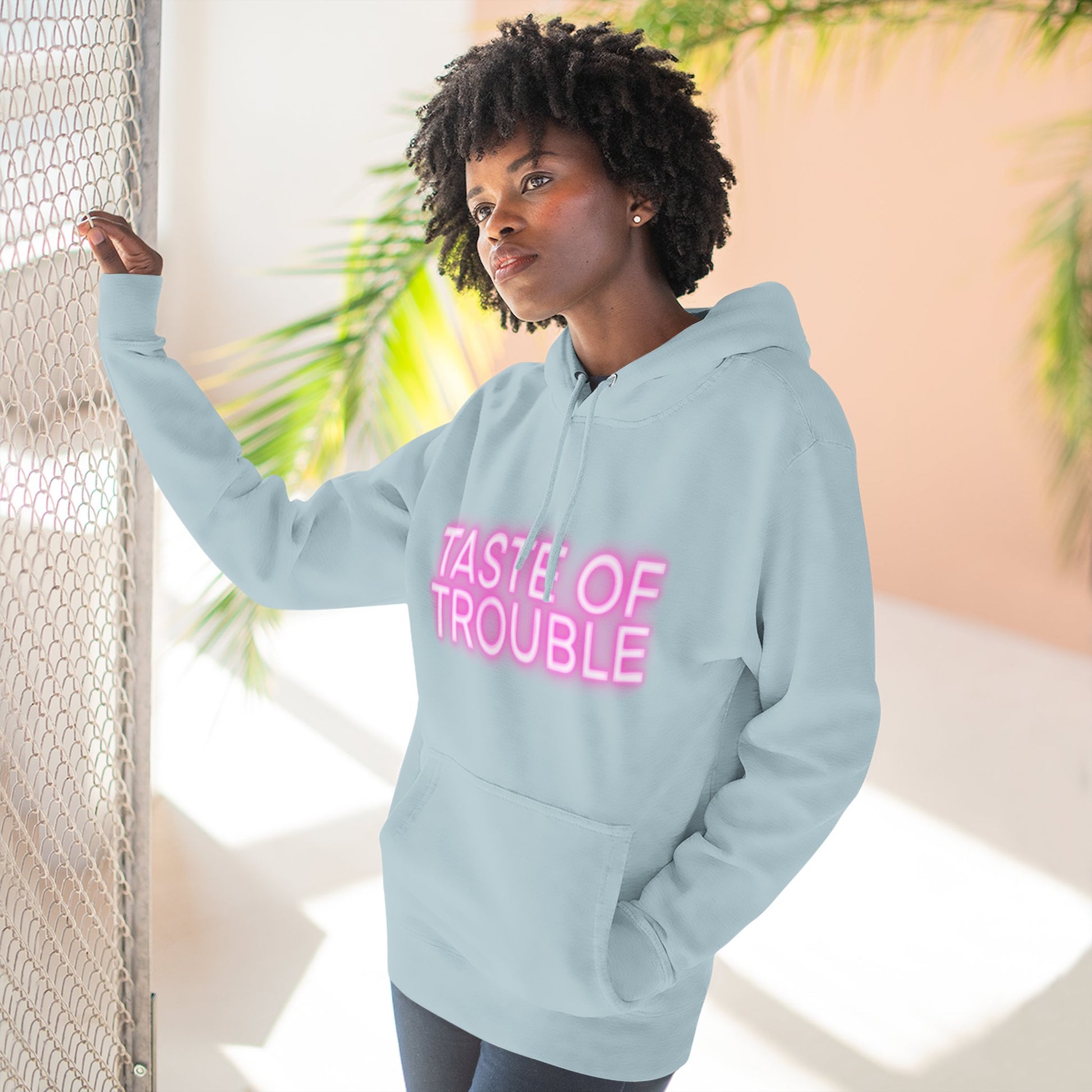 Taste of Trouble Hoodie - Trendy Three-Panel Fleece Pullover, Stylish Gift for Fashion Lovers, Cozy Casual Wear