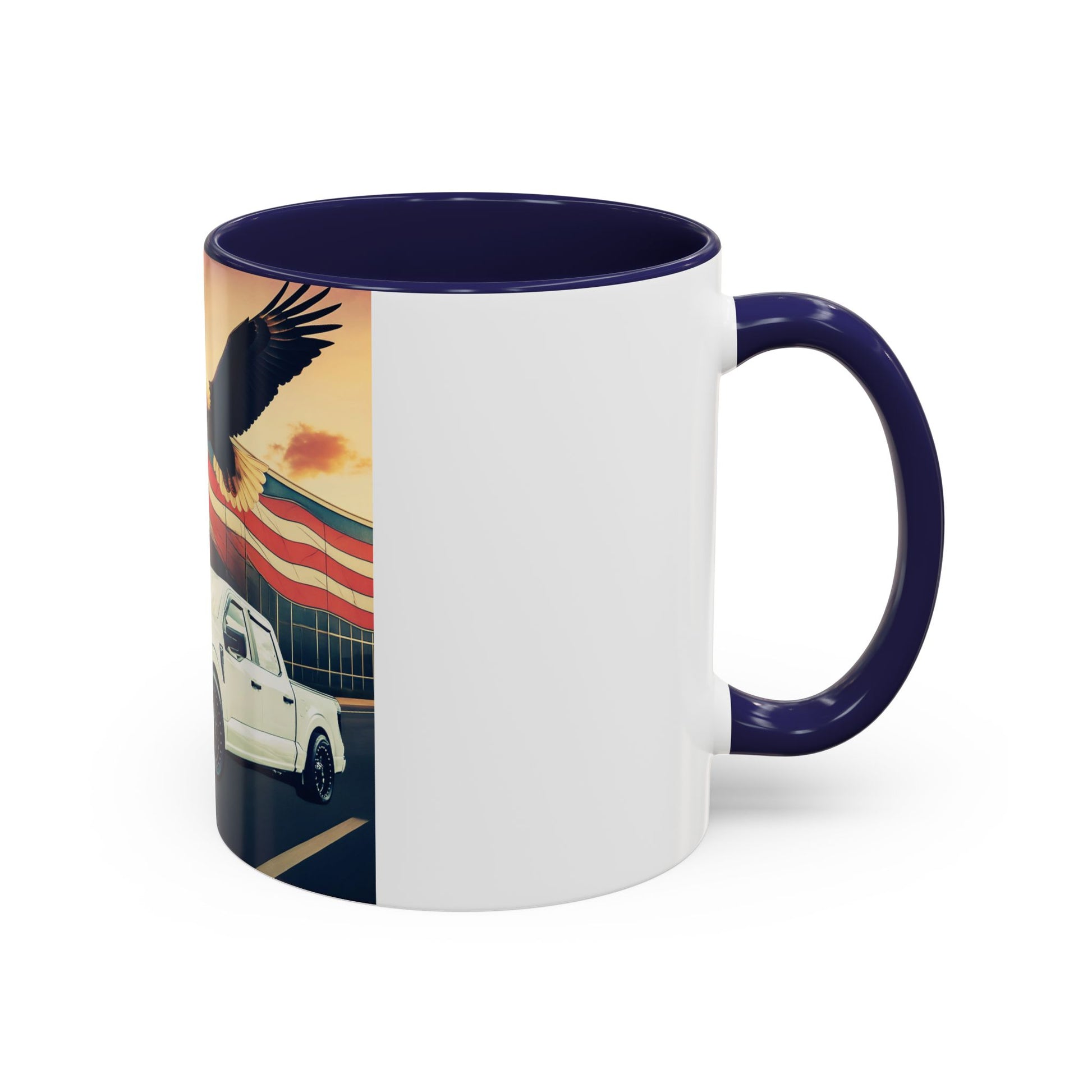 Patriotic Eagle & Jay’s Truck Accent Coffee Mug — American Flag Pride (11/15oz)