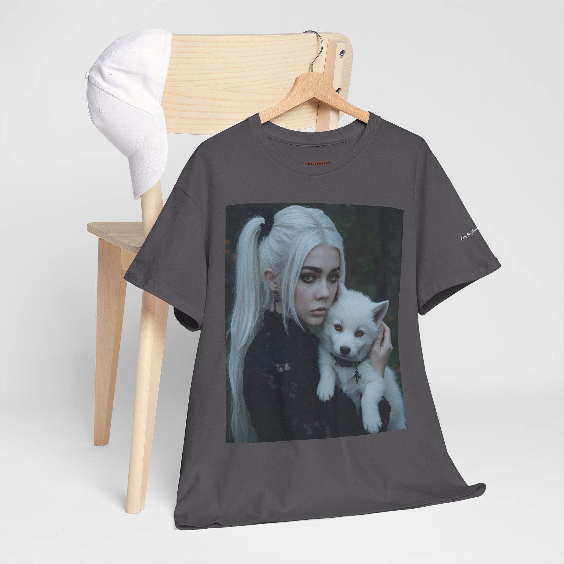 Limited Edition Autographed Vampyro Crimson Ethereal I am The Shadow the Light Fears Art Tee, Unisex Heavy Cotton Tee with Portrait Design, Ideal for Art Lovers, Casual Wear, Gifts for Occasions, Fashion Statement