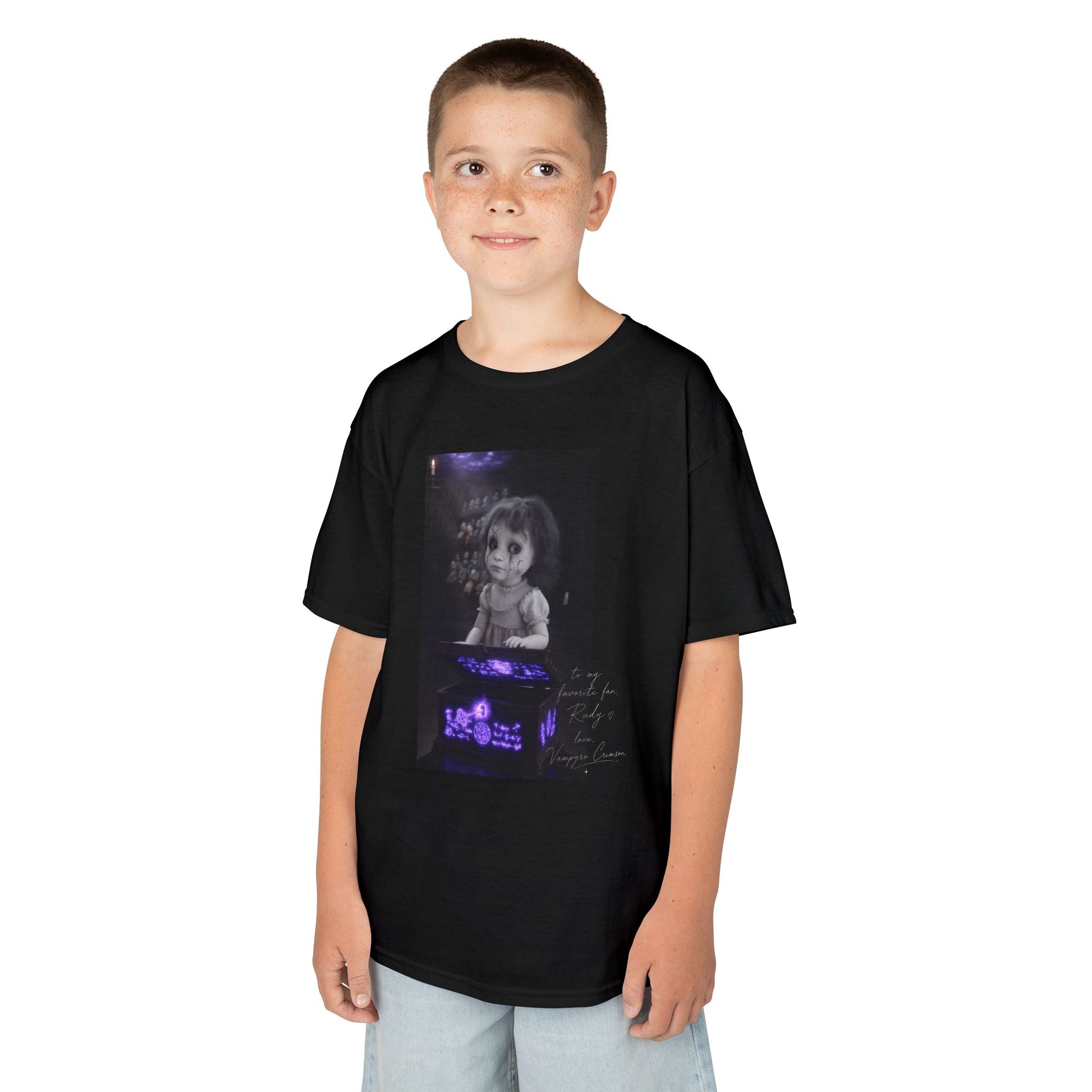 Vampyro Crimson – Haunted Music Box Kids Gothic Horror T-Shirt