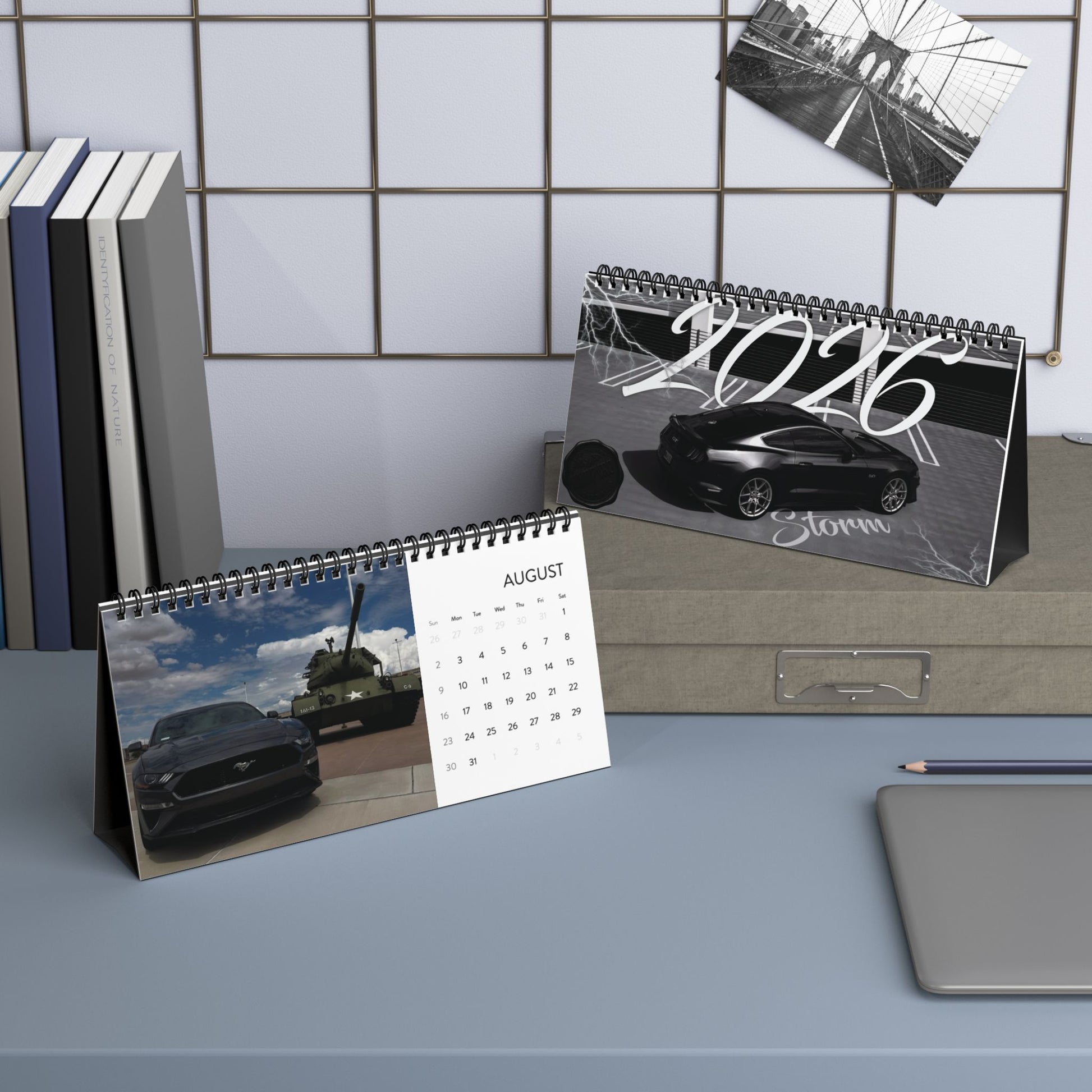 2026 Storm Car Desktop Calendar – Grid Monthly Planner