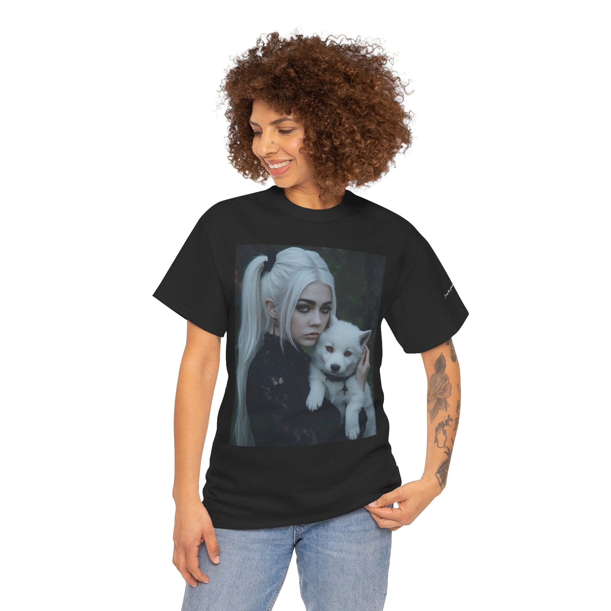 Limited Edition Autographed Vampyro Crimson Ethereal I am The Shadow the Light Fears Art Tee, Unisex Heavy Cotton Tee with Portrait Design, Ideal for Art Lovers, Casual Wear, Gifts for Occasions, Fashion Statement