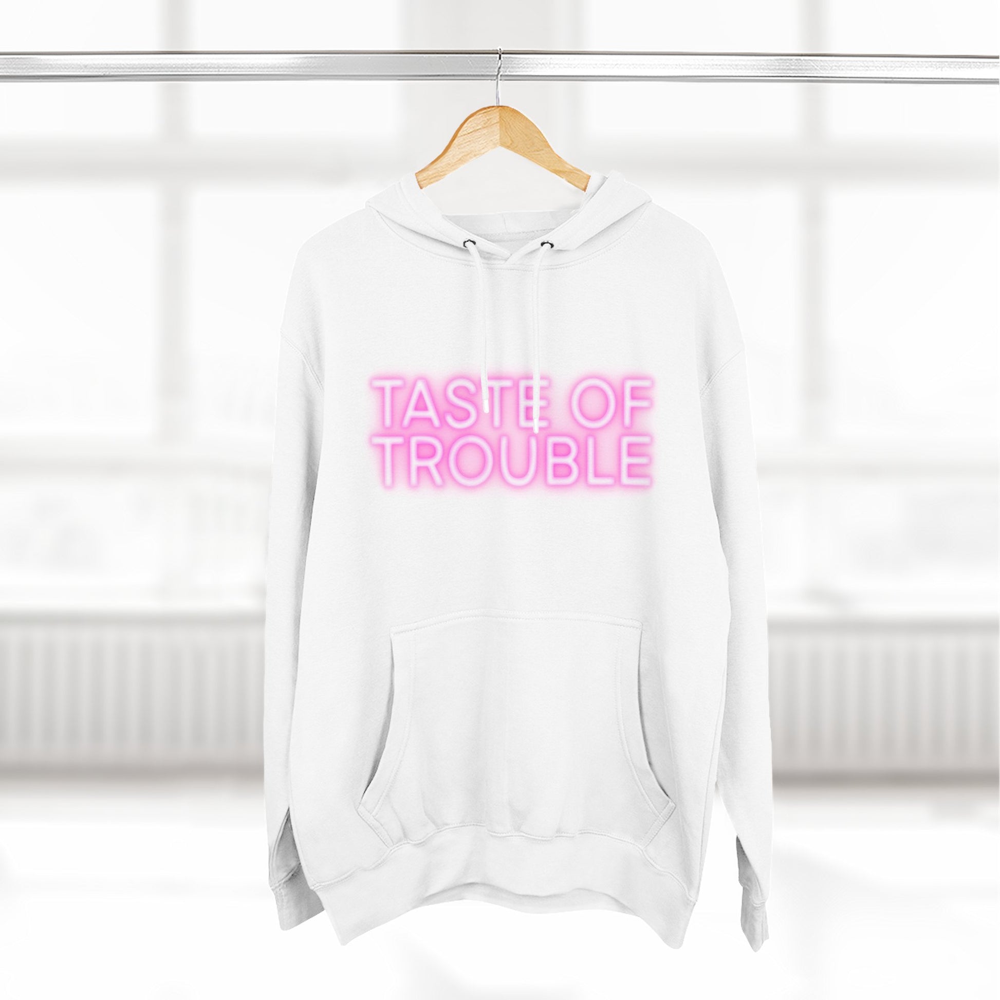 Taste of Trouble Hoodie - Trendy Three-Panel Fleece Pullover, Stylish Gift for Fashion Lovers, Cozy Casual Wear