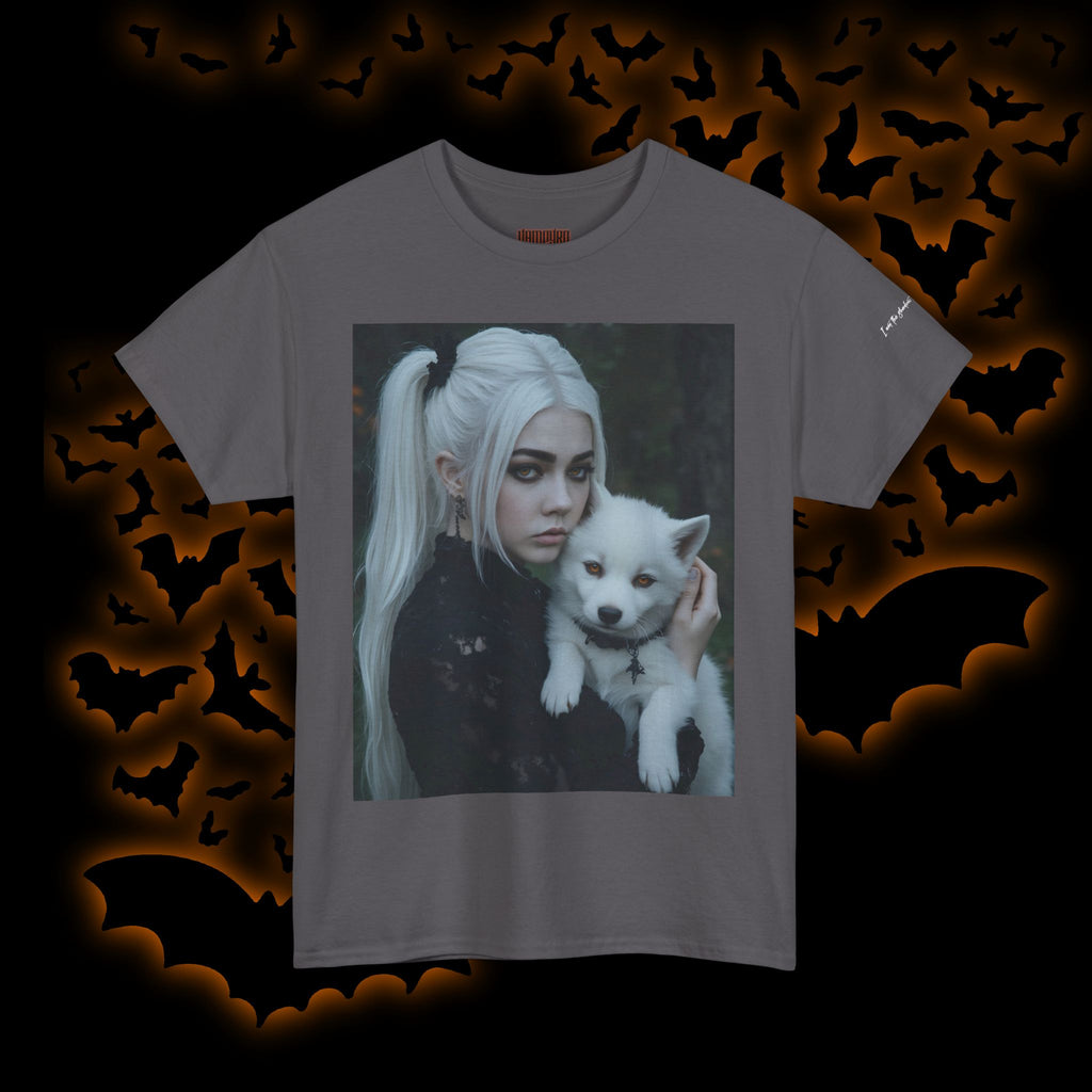 Limited Edition Autographed Vampyro Crimson Ethereal I am The Shadow the Light Fears Art Tee, Unisex Heavy Cotton Tee with Portrait Design, Ideal for Art Lovers, Casual Wear, Gifts for Occasions, Fashion Statement