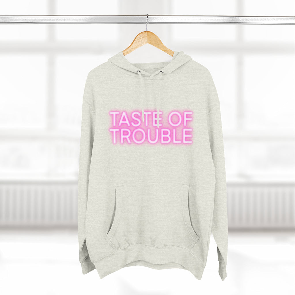 Taste of Trouble Hoodie - Trendy Three-Panel Fleece Pullover, Stylish Gift for Fashion Lovers, Cozy Casual Wear