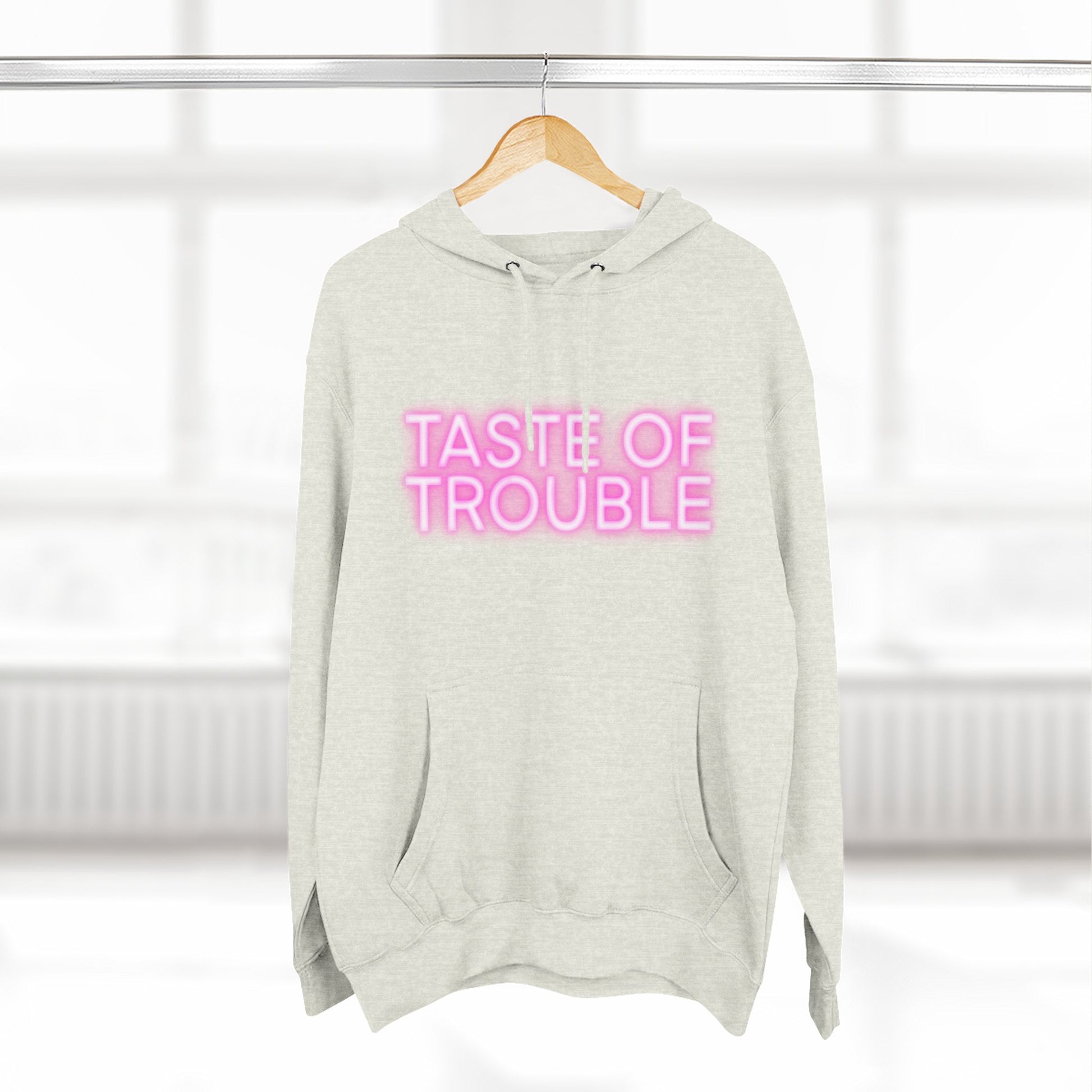 Taste of Trouble Hoodie - Trendy Three-Panel Fleece Pullover, Stylish Gift for Fashion Lovers, Cozy Casual Wear