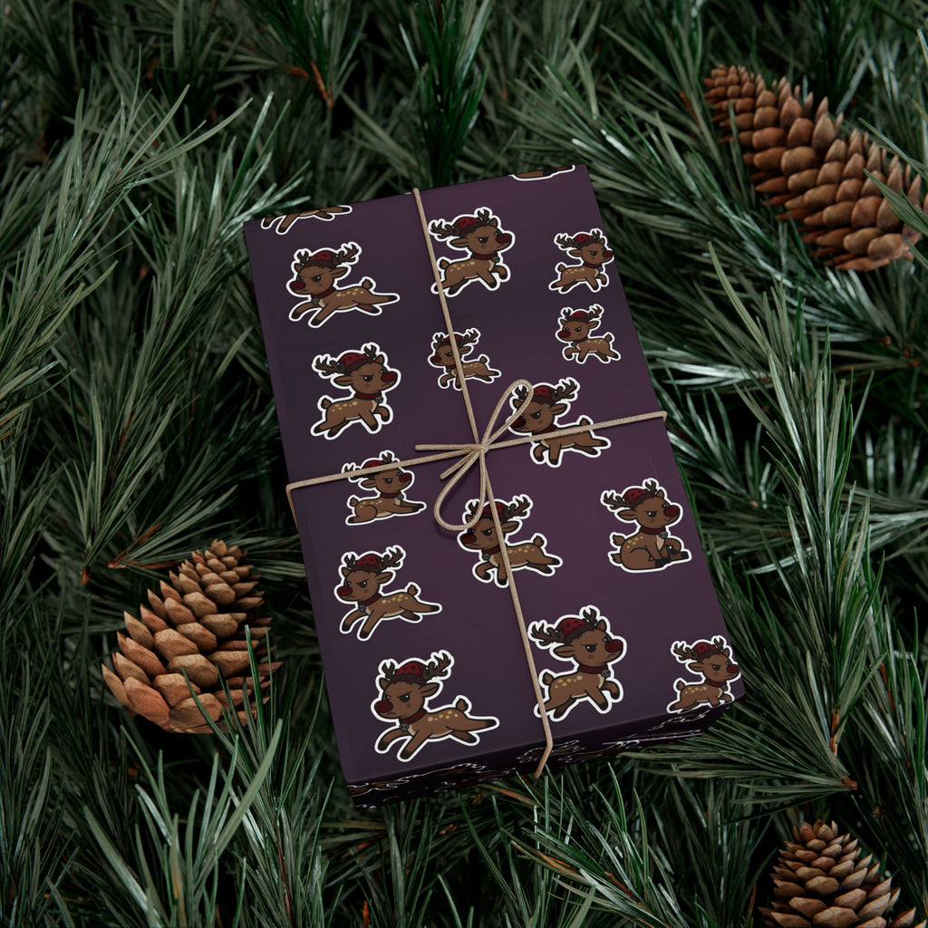 Vampyro Crimson Dark Whimsical Emo Reindeer Christmas Wrapping Paper
