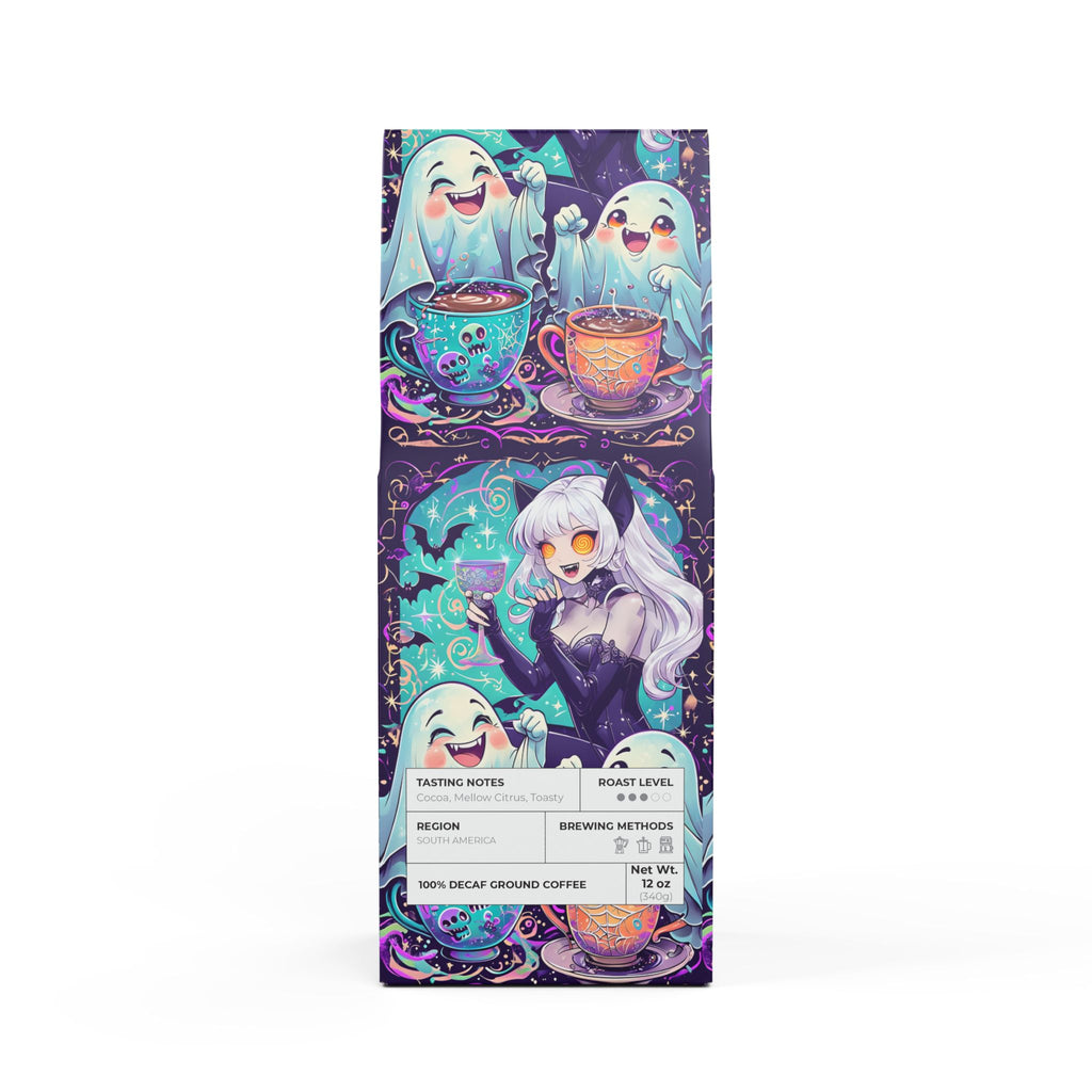 Vampyro Crimson False Dawn (Decaf) (Medium Roast) Coffee Blend. Warning: Contains NO caffeine, Product of the dark arts, without the summoning of your heart rate from the grave.