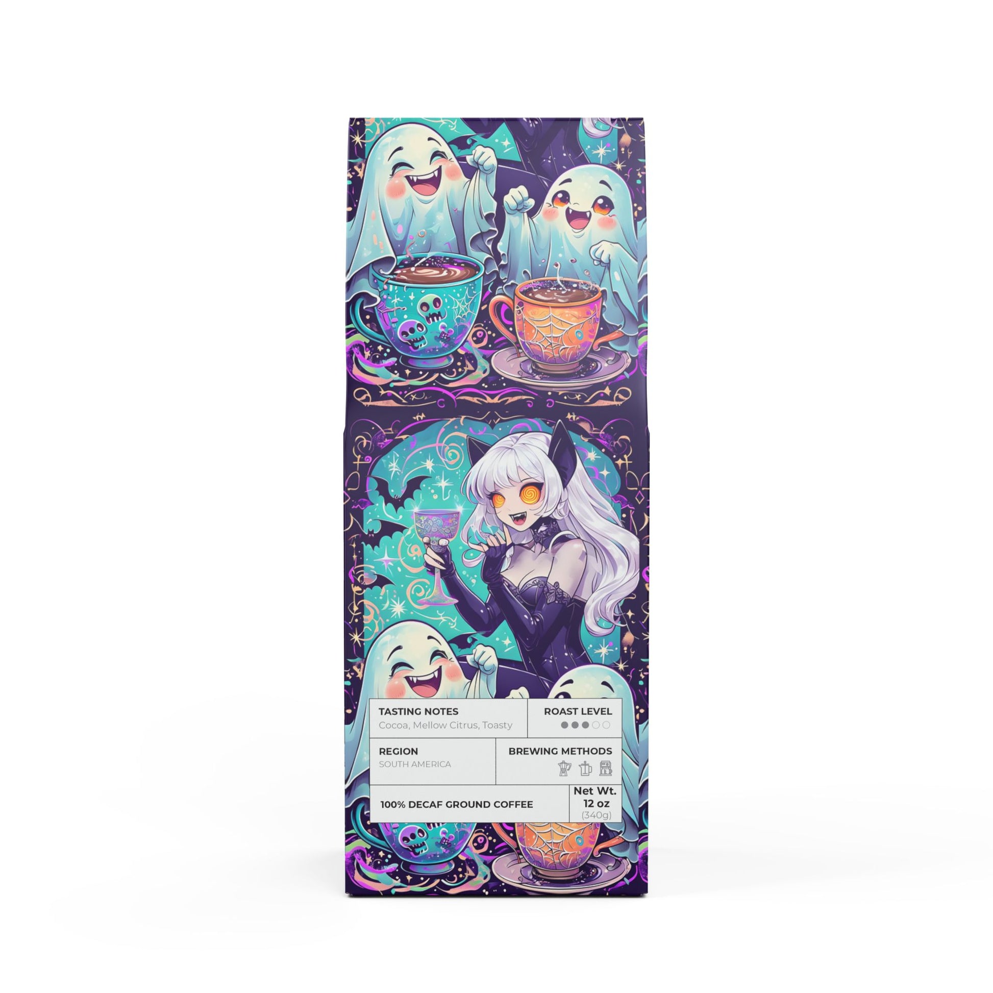 Vampyro Crimson False Dawn (Decaf) (Medium Roast) Coffee Blend. Warning: Contains NO caffeine, Product of the dark arts, without the summoning of your heart rate from the grave.