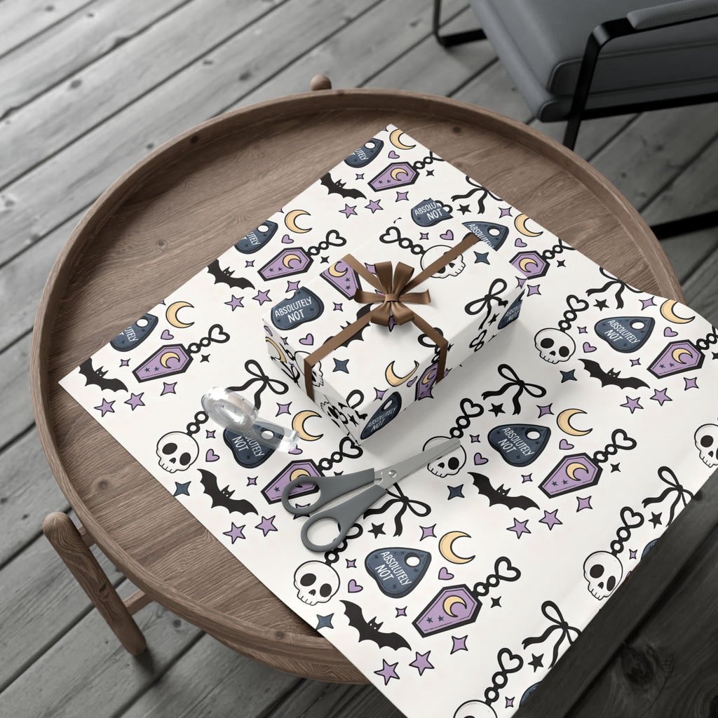 Vampyro Crimson Spooky Pastel Gothic Gift Wrap Paper — Skull, Ouija & Moon Wrapping Sheets