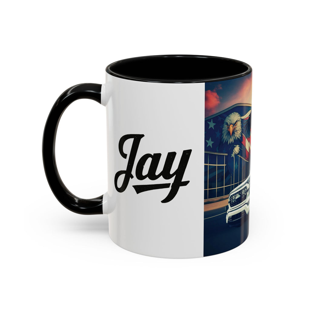 Patriotic Eagle & Jay’s Truck Accent Coffee Mug — American Flag Pride (11/15oz)