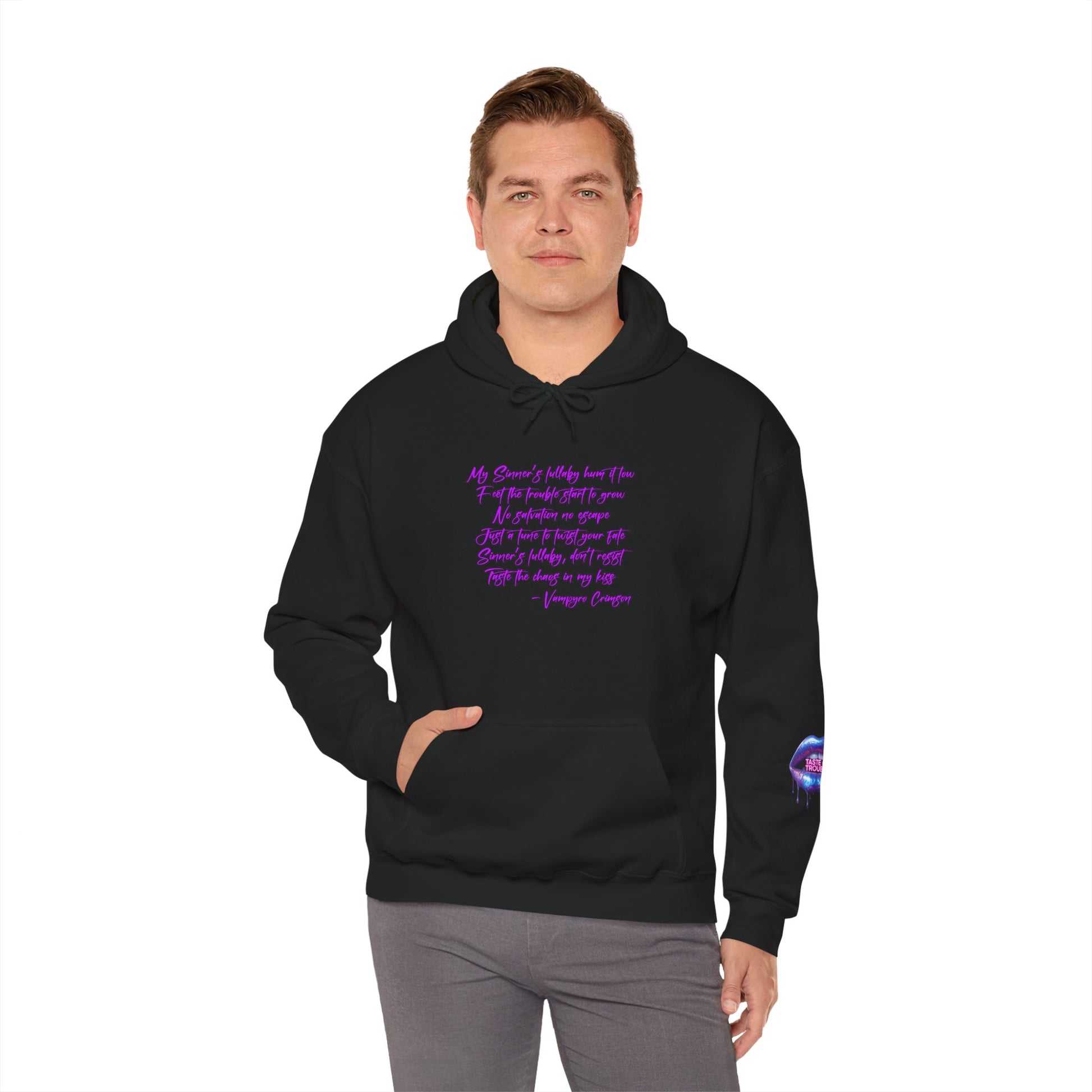 Taste of Trouble Inspirational Hoodie for Creative Souls, Motivational Sweatshirt, Unisex Heavy Blend, Modern Casual Wear, Gift for Artists, Trendy [...]