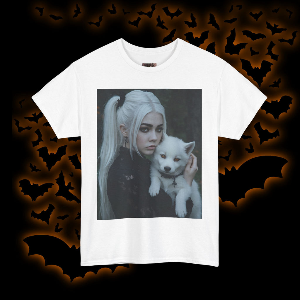 Limited Edition Autographed Vampyro Crimson Ethereal I am The Shadow the Light Fears Art Tee, Unisex Heavy Cotton Tee with Portrait Design, Ideal for Art Lovers, Casual Wear, Gifts for Occasions, Fashion Statement
