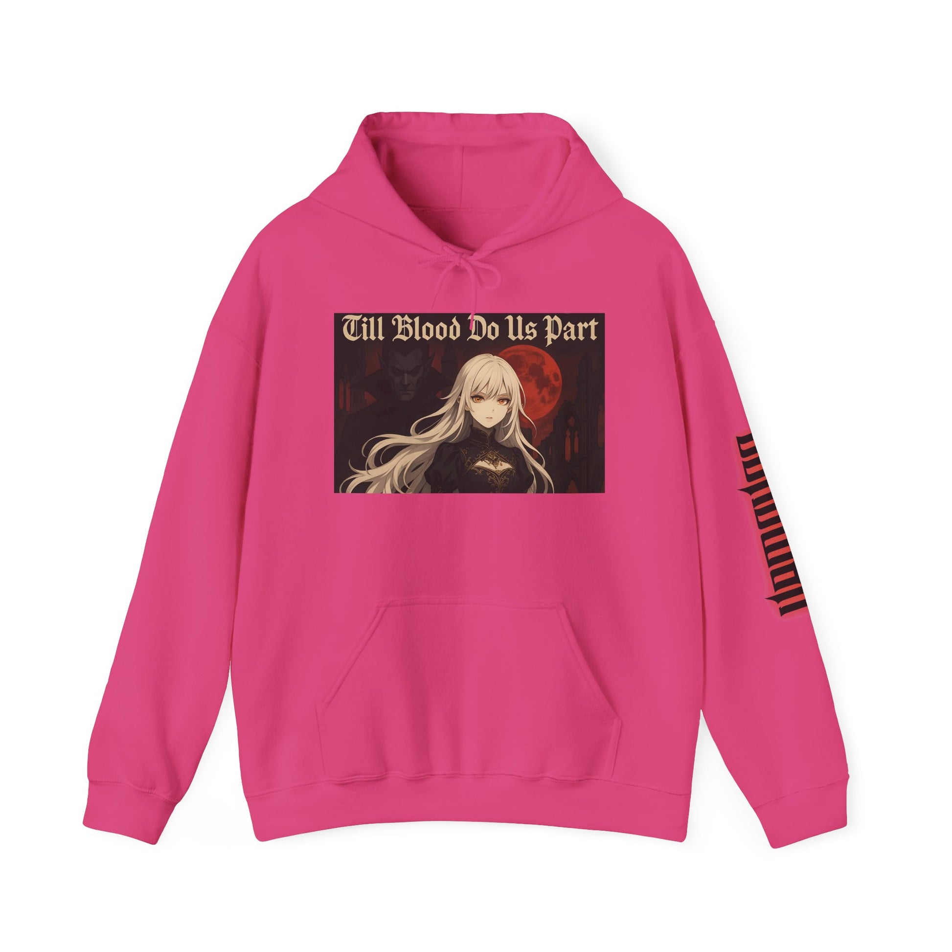 Vampyro Crimson Till Blood Do Us Part Gothic Romance Hooded Sweatshirt, Cozy Pullover, Perfect for Fall, Halloween, Alternative Fashion, Unique Gift for Fans, Graphic Sweatshirt