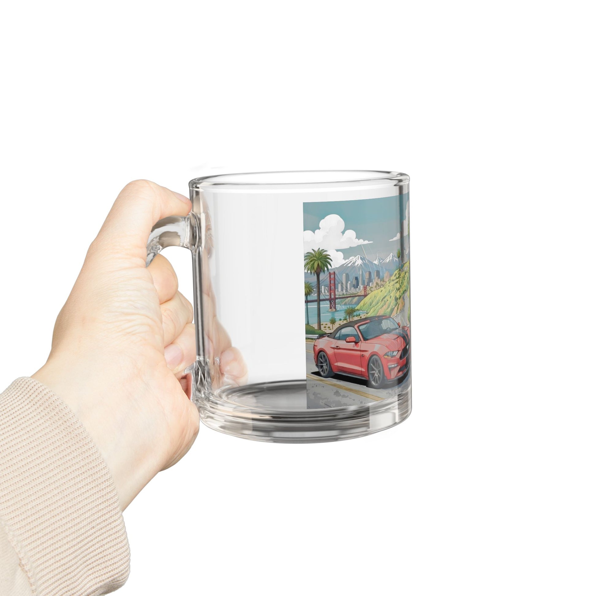Mr. Trouble Glass Mug — Scenic Drive Illustration, 10oz