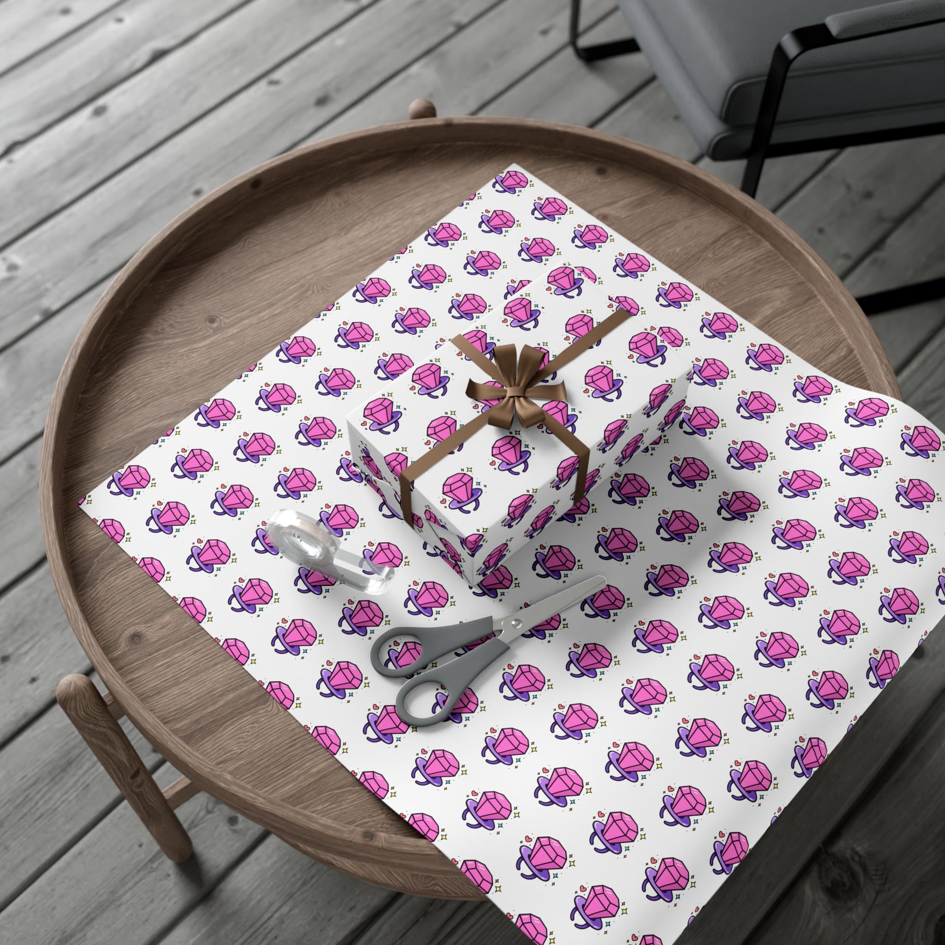 Vampyro Crimson Inspired Gem Ring Pattern Gift Wrap Paper — Pink Diamond Present Wrapping Paper