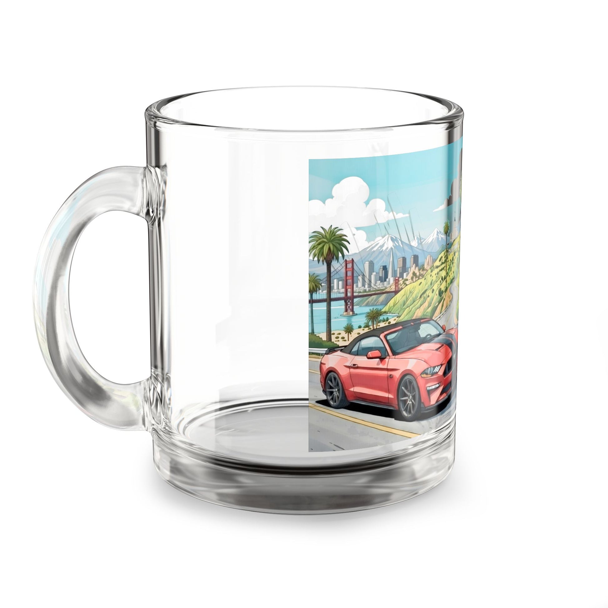 Mr. Trouble Glass Mug — Scenic Drive Illustration, 10oz