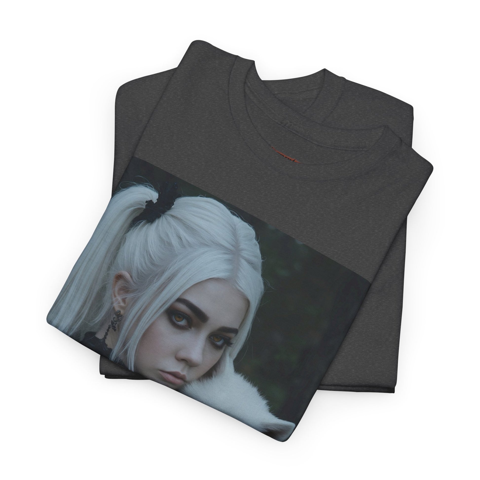 Limited Edition Autographed Vampyro Crimson Ethereal I am The Shadow the Light Fears Art Tee, Unisex Heavy Cotton Tee with Portrait Design, Ideal for Art Lovers, Casual Wear, Gifts for Occasions, Fashion Statement