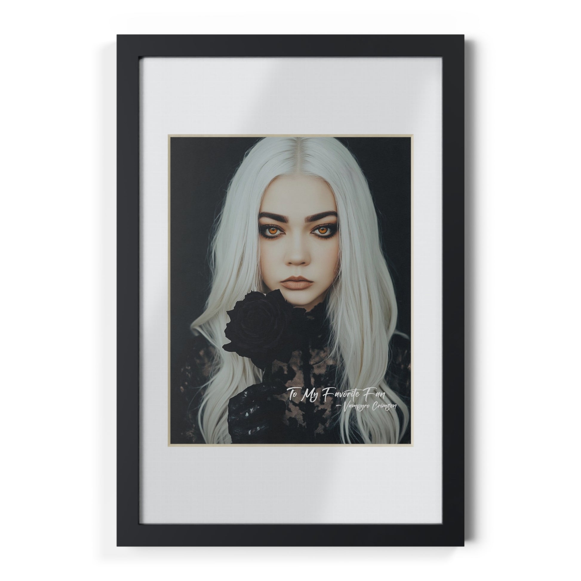 Elegant Digitally Autographed Vampyro Crimson Black Framed Poster, Minimalist Wall Art, Gothic Decor, Aesthetic Prints, Perfect Gift for Home Decor, Seasonal Decorations