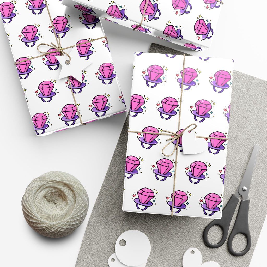 Vampyro Crimson Inspired Gem Ring Pattern Gift Wrap Paper — Pink Diamond Present Wrapping Paper