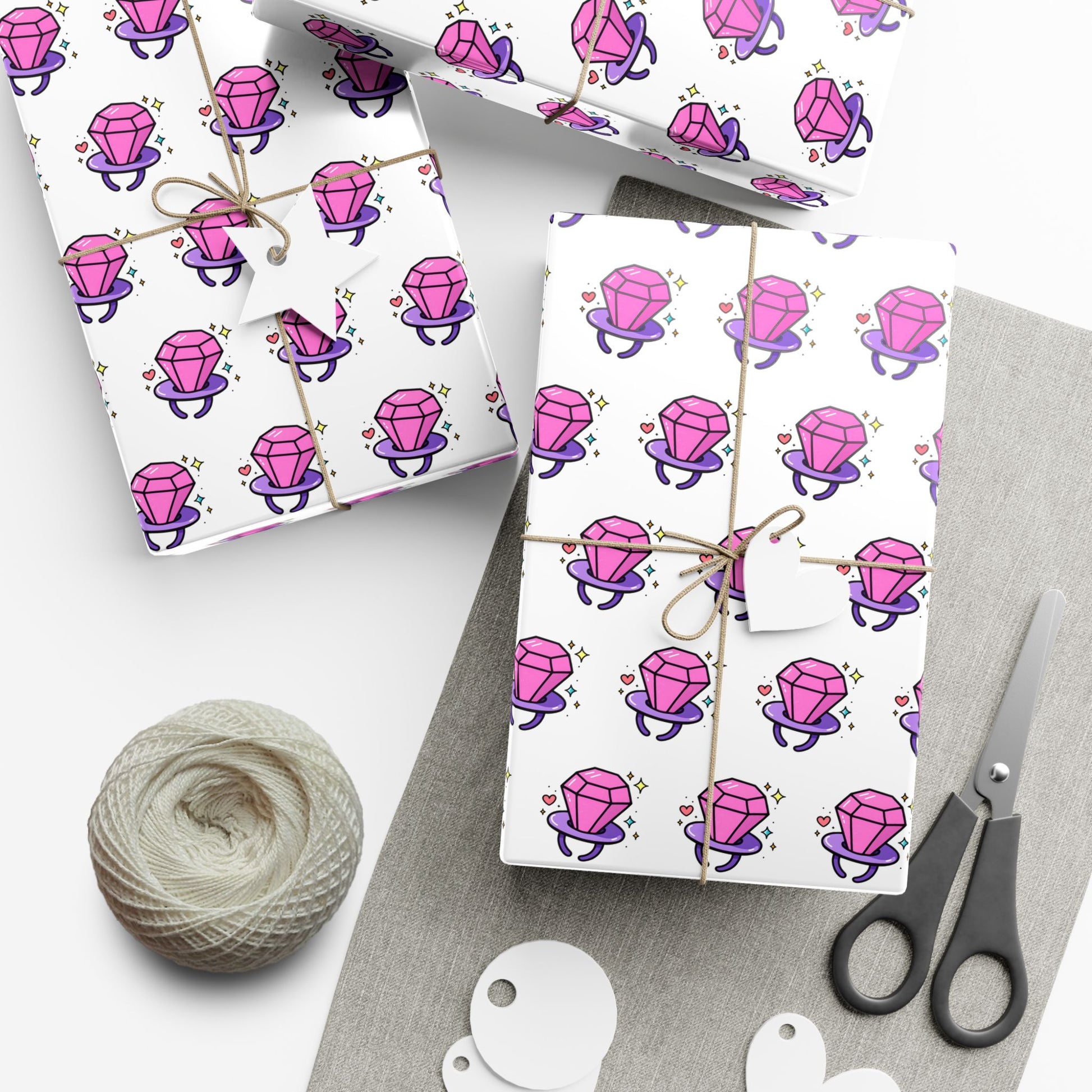 Vampyro Crimson Inspired Gem Ring Pattern Gift Wrap Paper — Pink Diamond Present Wrapping Paper