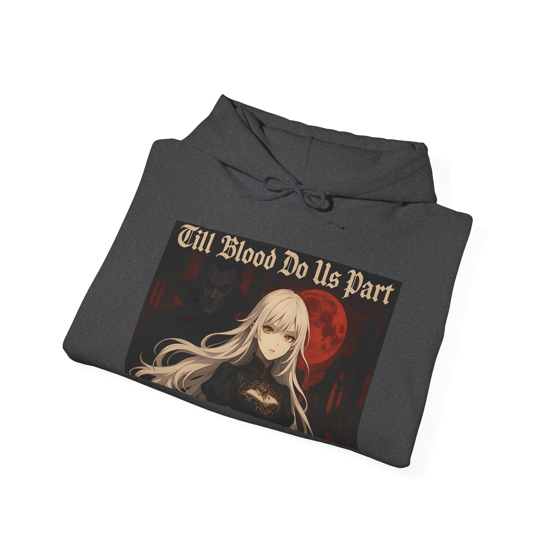 Vampyro Crimson Till Blood Do Us Part Gothic Romance Hooded Sweatshirt, Cozy Pullover, Perfect for Fall, Halloween, Alternative Fashion, Unique Gift for Fans, Graphic Sweatshirt