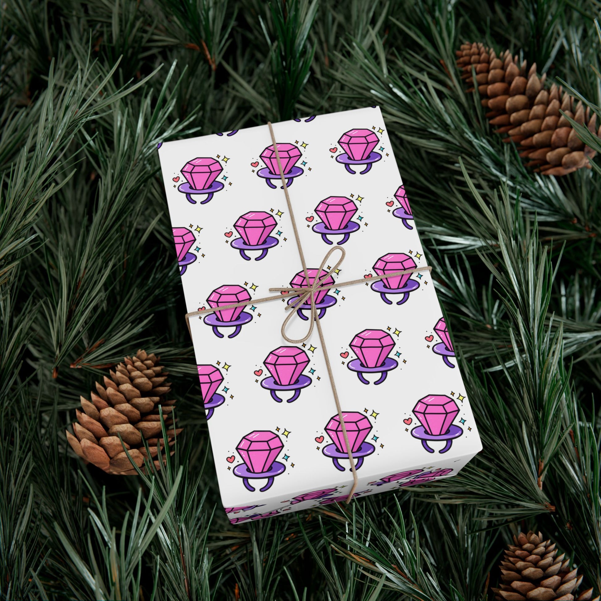 Vampyro Crimson Inspired Gem Ring Pattern Gift Wrap Paper — Pink Diamond Present Wrapping Paper