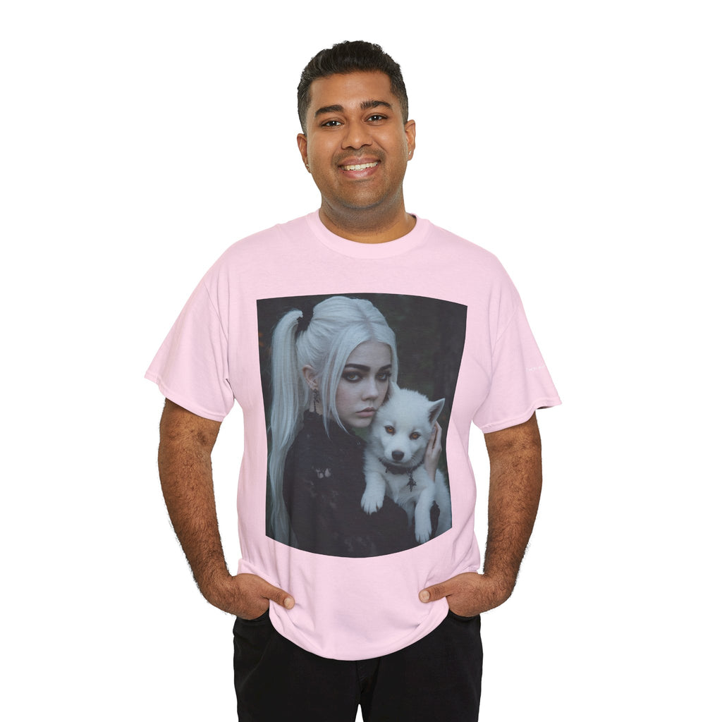 Limited Edition Autographed Vampyro Crimson Ethereal I am The Shadow the Light Fears Art Tee, Unisex Heavy Cotton Tee with Portrait Design, Ideal for Art Lovers, Casual Wear, Gifts for Occasions, Fashion Statement