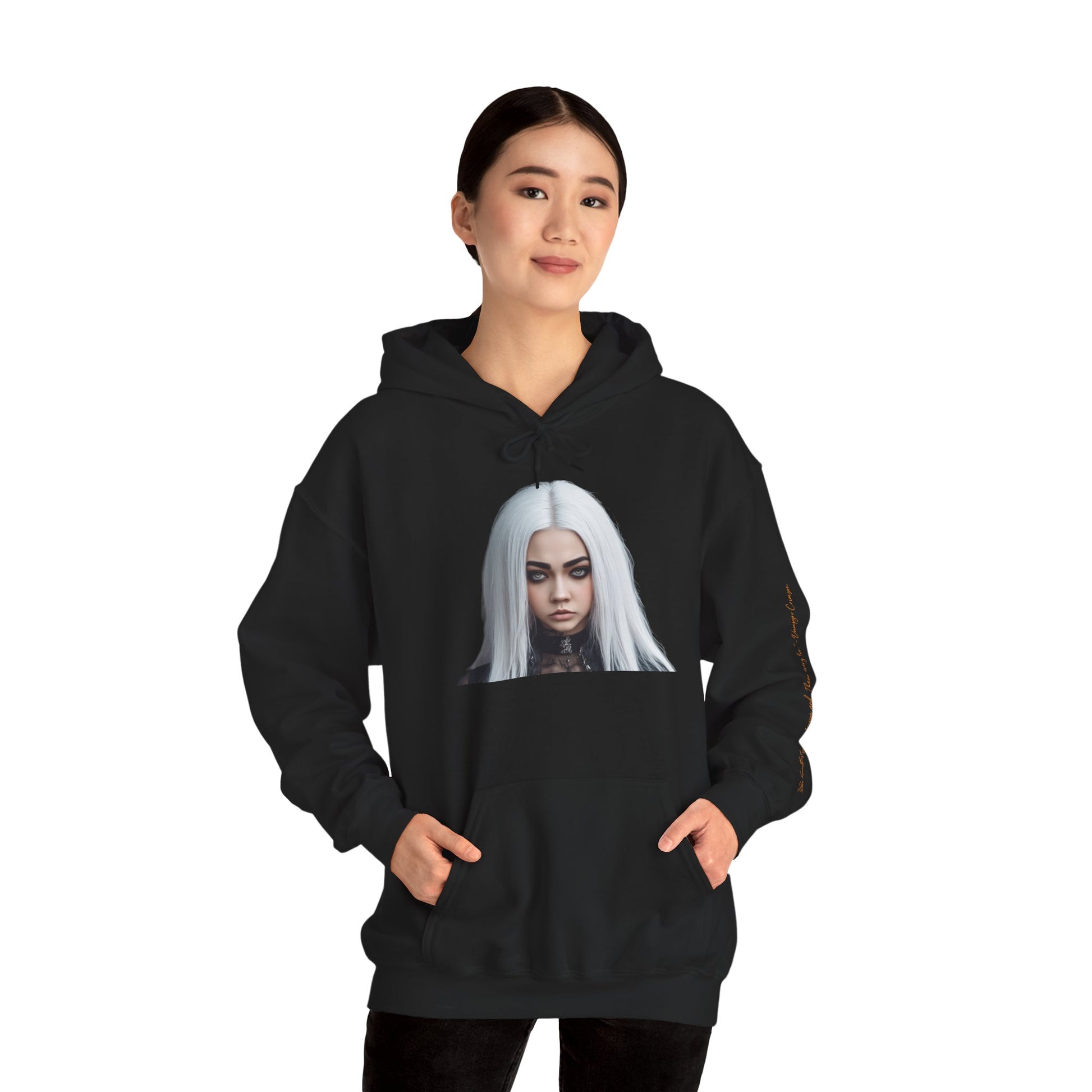 Vampyro Crimson Digitally Autographed Portrait Graphic Hoodie —  "Your heartbeat is a confession and I hear every lie." Vampyro Crimson