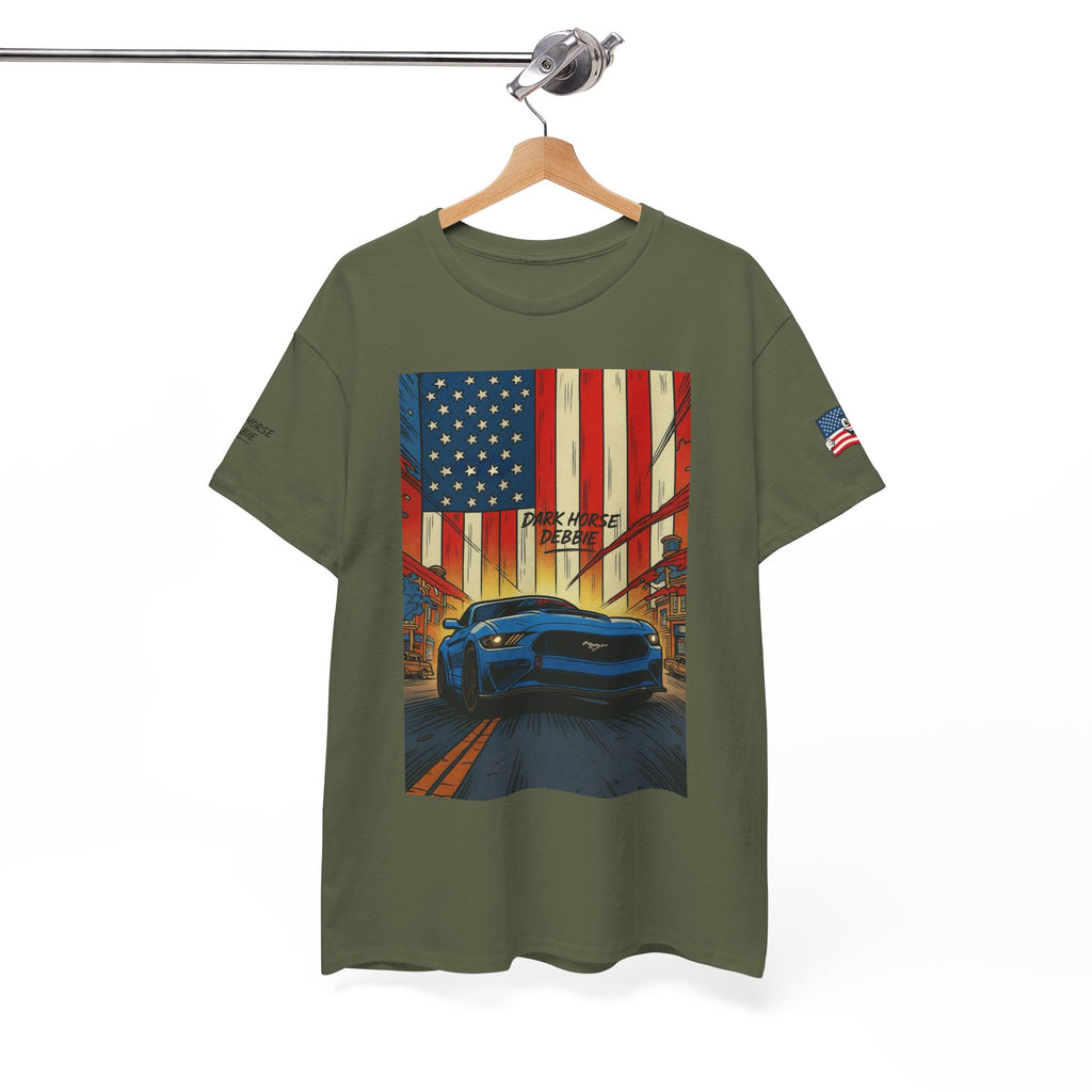 Dark Horse Debbie Patriotic Car Enthusiast Tee - Perfect for Independence Day, Gift for Dad, Car Show, Track Day, Summer Style