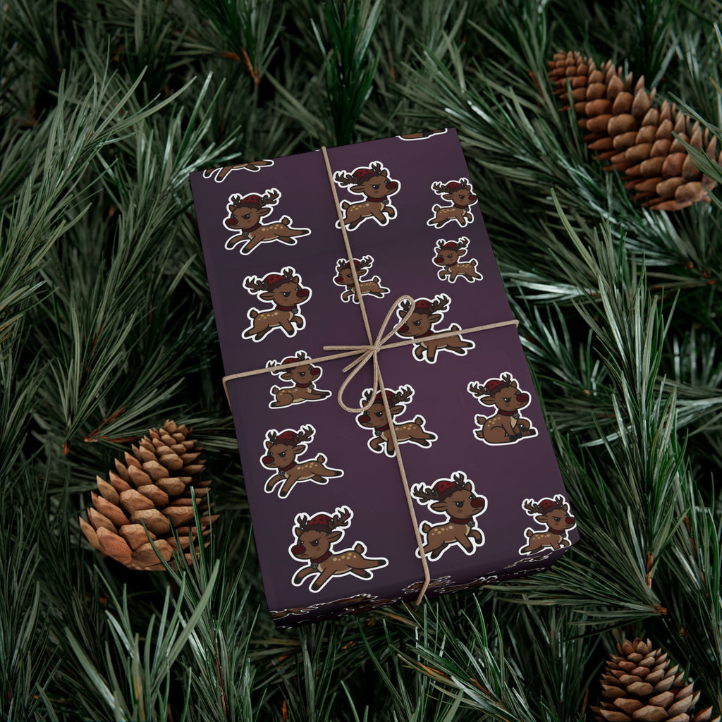 Vampyro Crimson Dark Whimsical Emo Reindeer Christmas Wrapping Paper