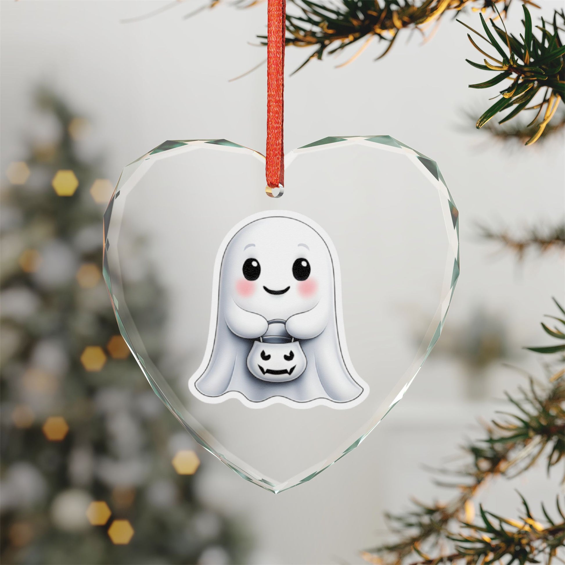 Vampyro Crimson Ghostly Friend Charming Halloween Ornament - Spooky Decor for Fall, Cute Halloween Gift, Glass Hanging Decoration, Unique Halloween Keepsake