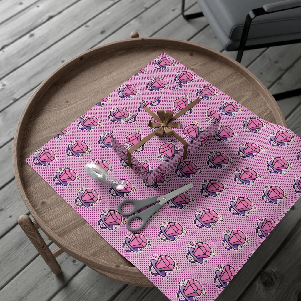 Vampyro Crimson Gift Wrap Paper — Pink Gem Patterned Wrapping Sheet
