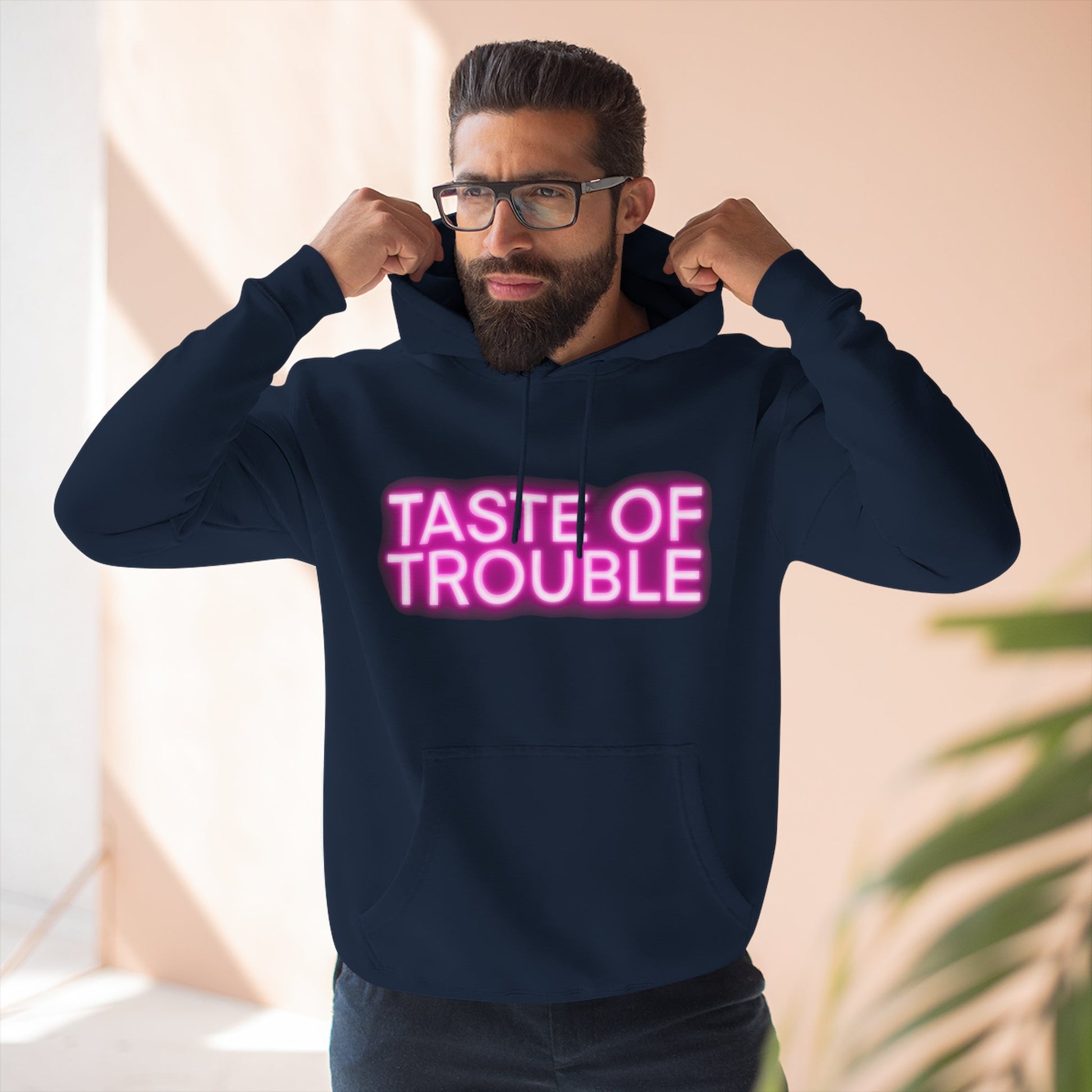 Taste of Trouble Hoodie - Trendy Three-Panel Fleece Pullover, Stylish Gift for Fashion Lovers, Cozy Casual Wear