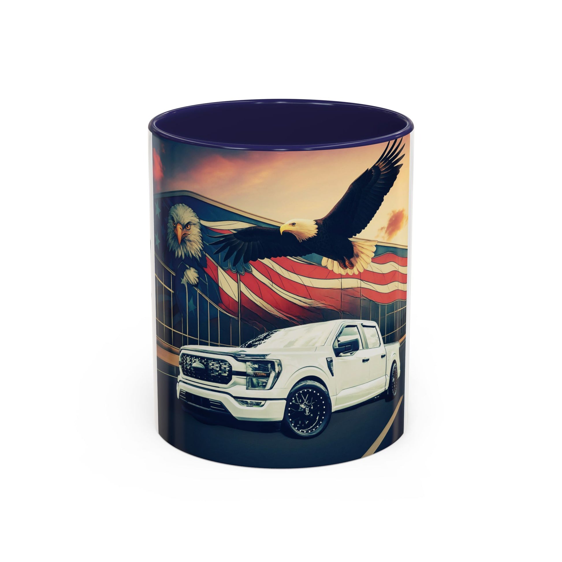 Patriotic Eagle & Jay’s Truck Accent Coffee Mug — American Flag Pride (11/15oz)