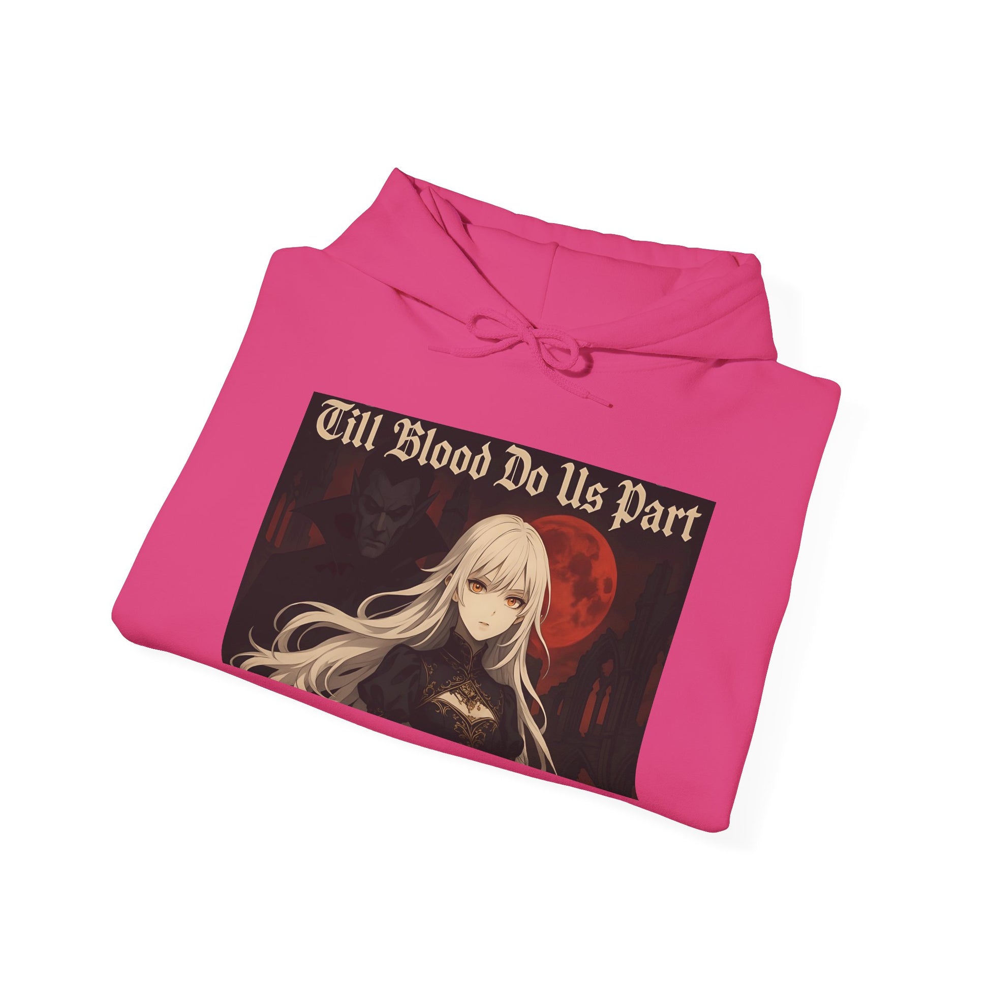 Vampyro Crimson Till Blood Do Us Part Gothic Romance Hooded Sweatshirt, Cozy Pullover, Perfect for Fall, Halloween, Alternative Fashion, Unique Gift for Fans, Graphic Sweatshirt