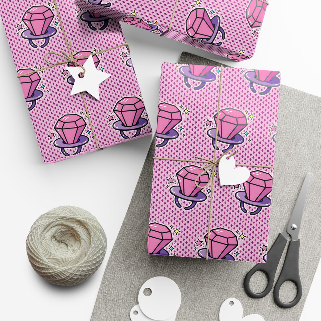 Vampyro Crimson Gift Wrap Paper — Pink Gem Patterned Wrapping Sheet