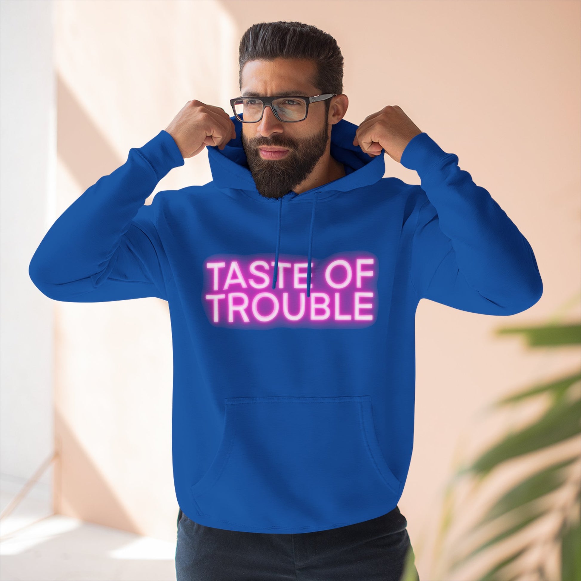 Taste of Trouble Hoodie - Trendy Three-Panel Fleece Pullover, Stylish Gift for Fashion Lovers, Cozy Casual Wear